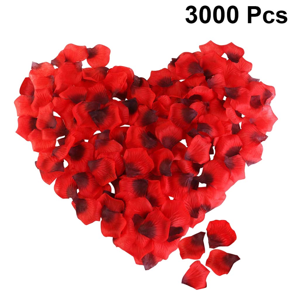 Amosfun 3000pcs Artificial Rose Petals - Fake Flower Petals for Wedding Decor, Bridal Shower, Romantic Party Scatter, Birthday Celebration & Home Decoration
