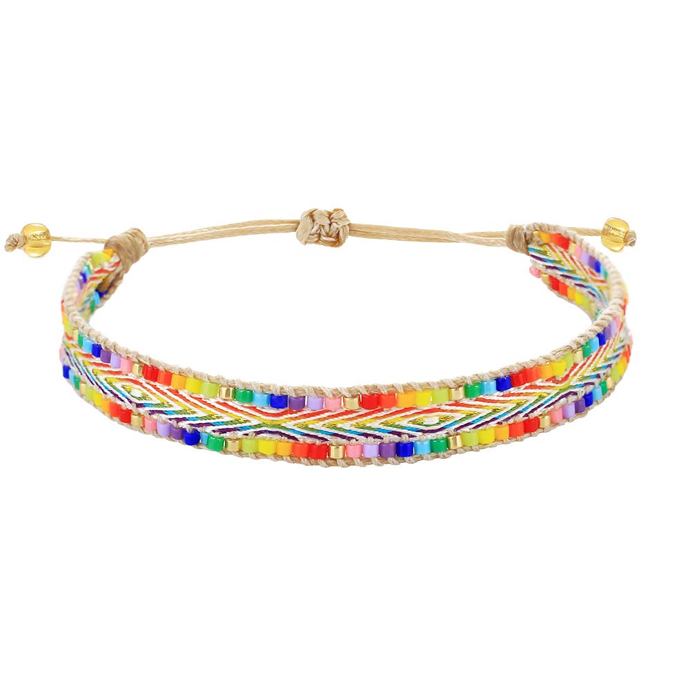 C·QUAN CHI Women's Colorful Wrap Bracelet - Handmade Adjustable Friendship Bracelet with Charms for Boho Style & Everyday Wear