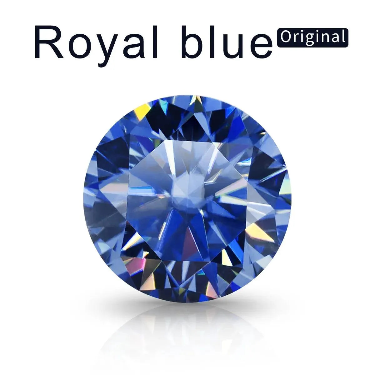 0.1ct to 6ct Round Cut Natural Moissanite Loose Stones - Royal Blue Color, Diamond Test Passed, Certified Gemstones for Engagement Rings & Fine Jewelry Making