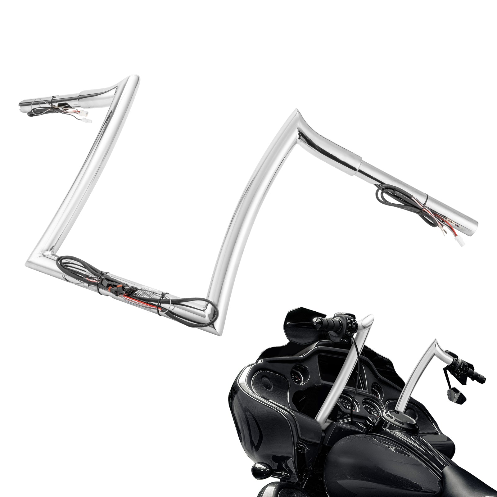 2015-2023 Harley Touring Road Glide Chrome 12 Pre-Wired Handlebar Bagger Sharp Bar - Upgrade for Comfort & Style on Long Rides