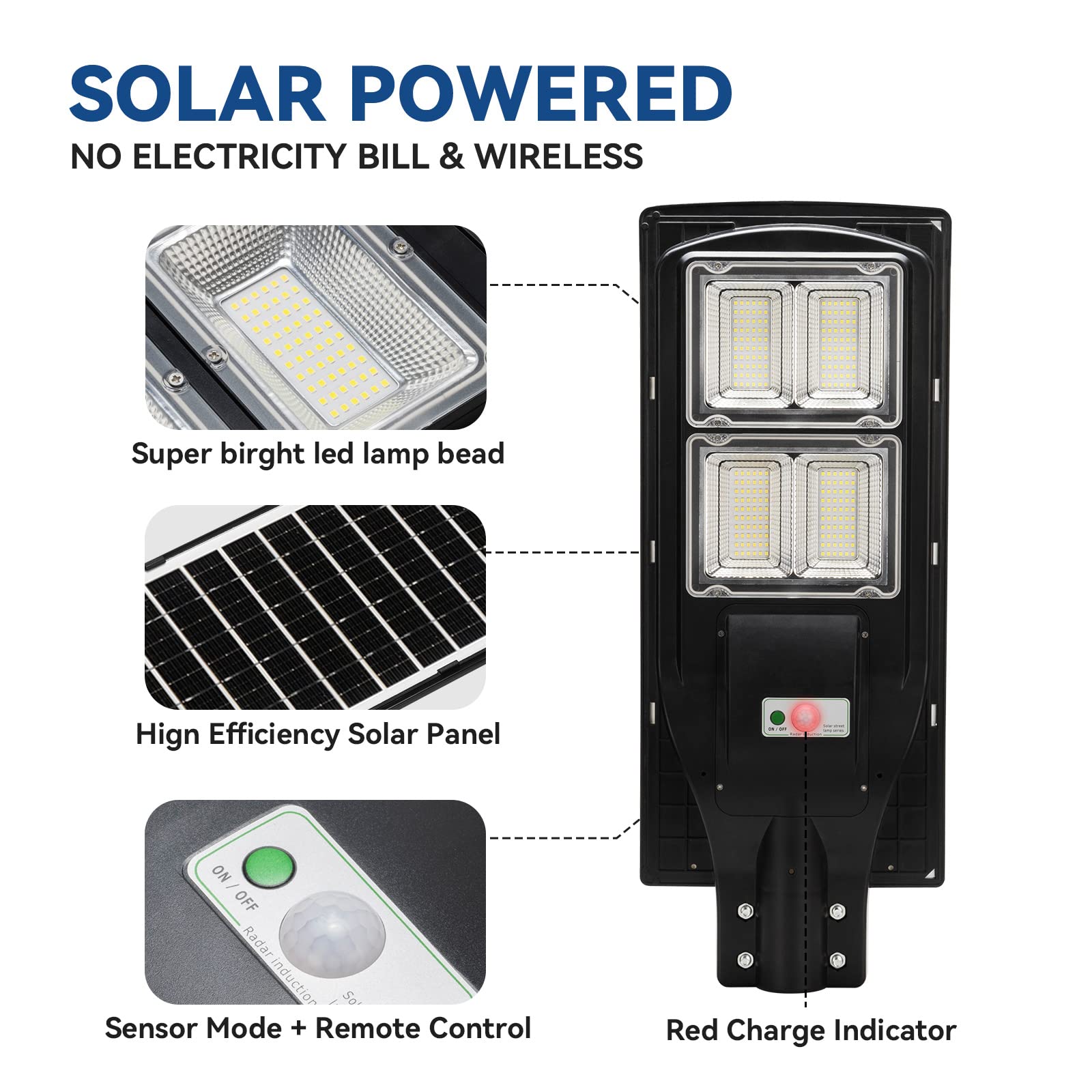 4 Pack 120W Solar Street Lights Outdoor - 240 LED High Lumens Waterproof Security Lights with Auto On/Off & Motion Sensor - Solar Powered Flood Lights for Driveway, Yard, Basketball Court, Garden, and Pathways