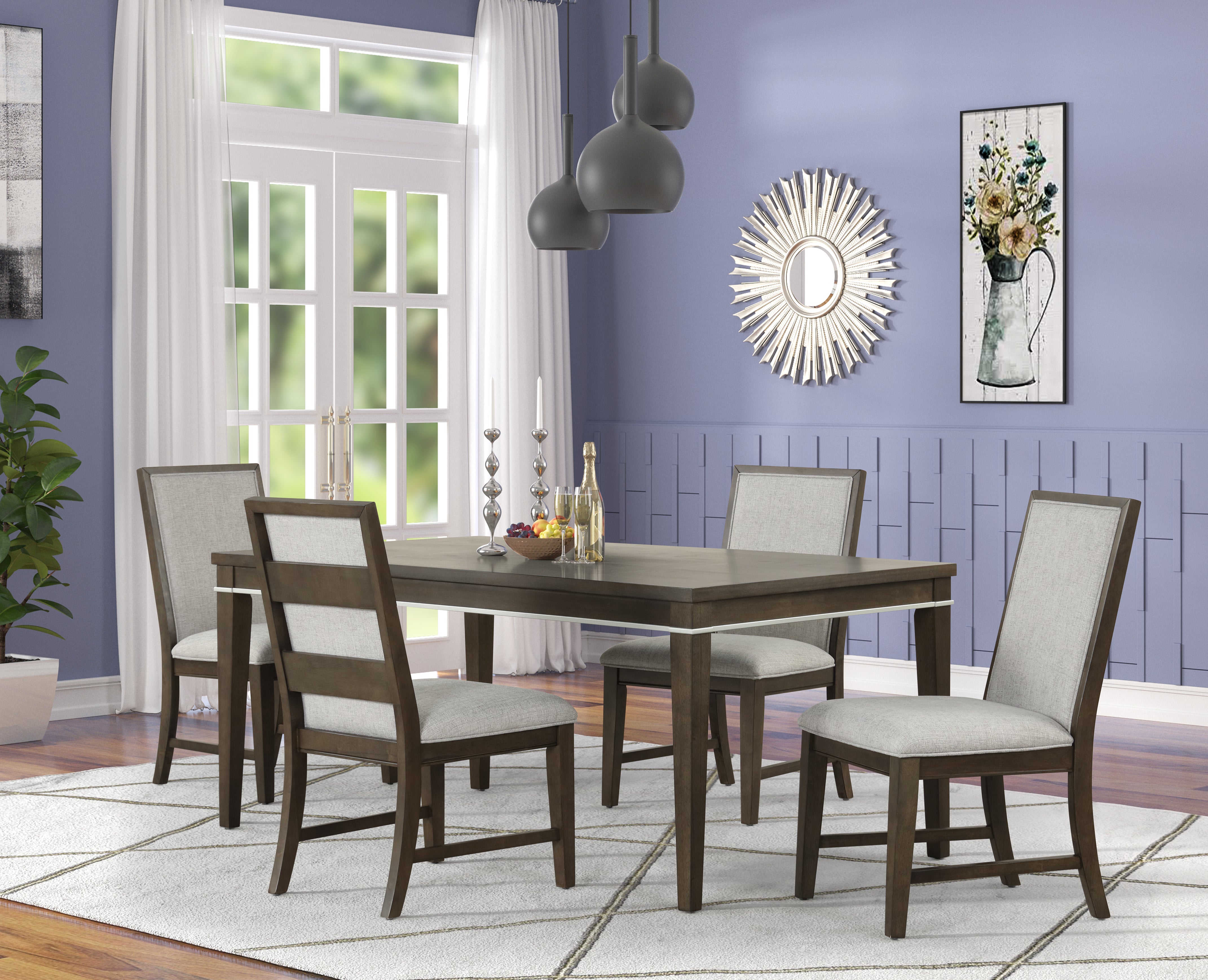 Roundhill Furniture Aberll Wood Dining Room Set - 4-Piece Gray Wooden Table & Chairs for Kitchen, Dining Room & Small Spaces | Modern Farmhouse Style