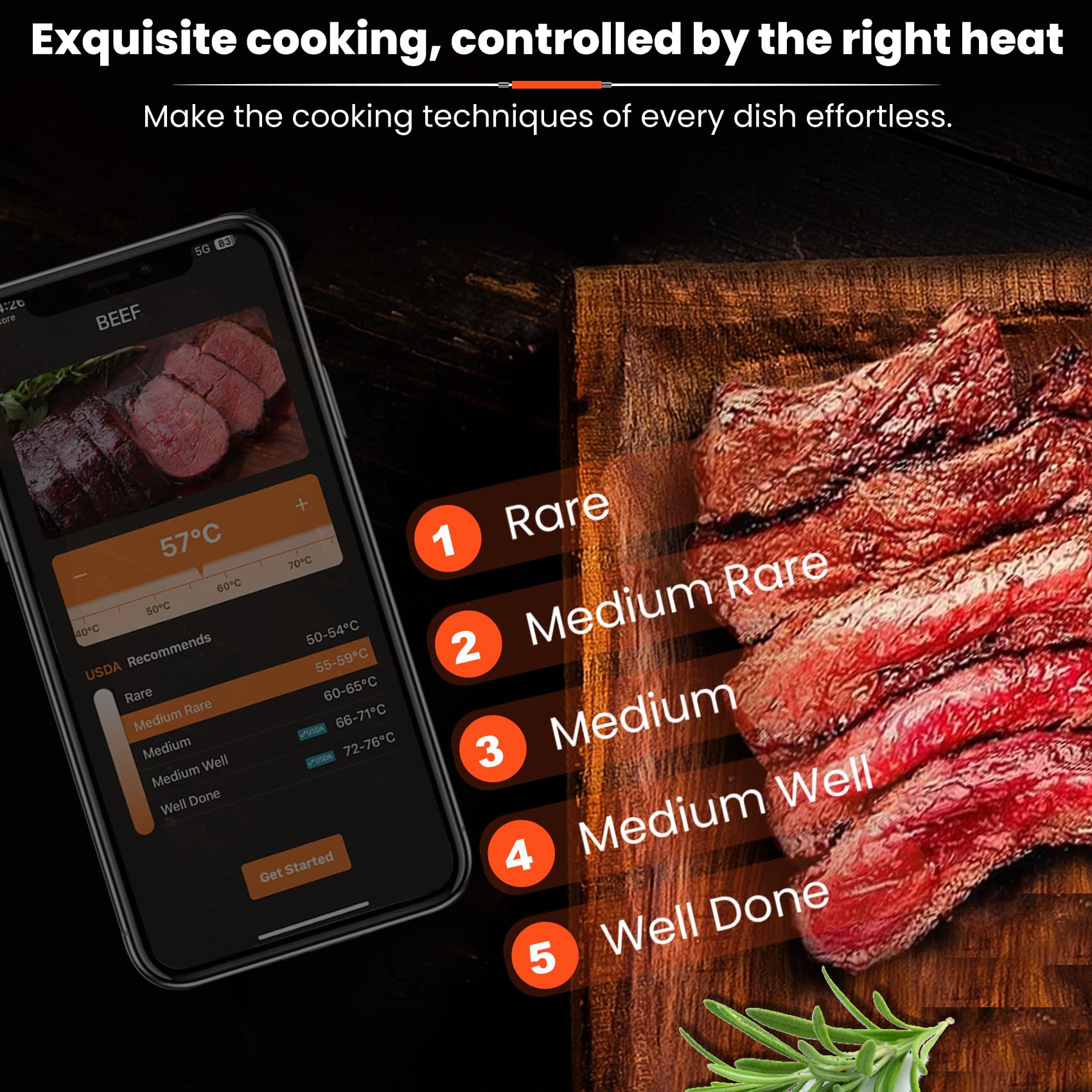 **Wireless Meat Thermometer for Grilling - 4 Probes, 500ft Remote Range, 16-Hour Battery Life, iOS/Android Compatible - Perfect for BBQ, Smoking, and Outdoor Cooking**