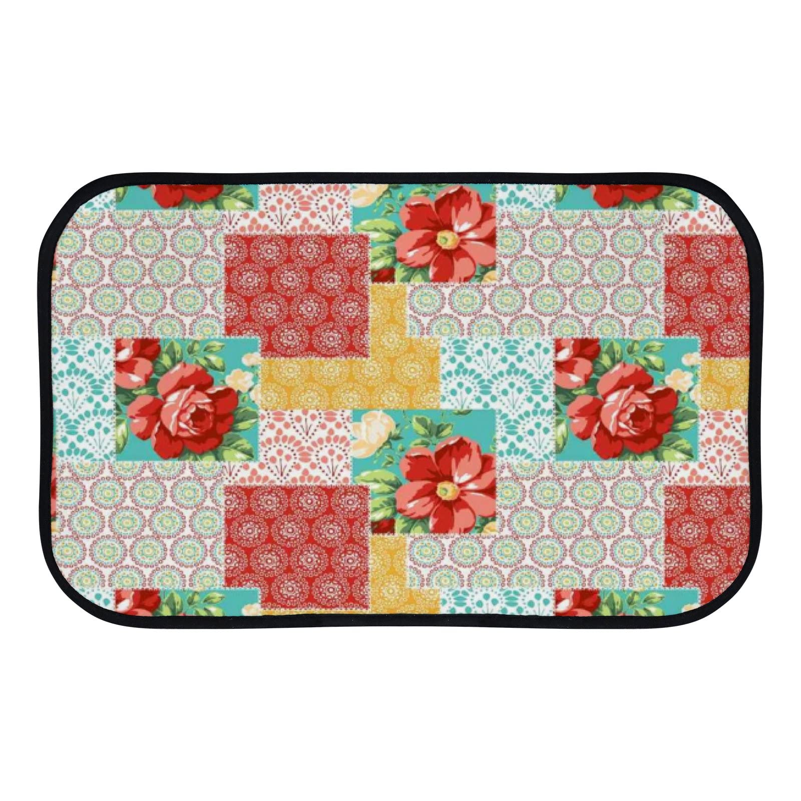 Soft Foam Non-Slip Washable Area Rug - Retro Red Rose Design for Kitchen, Bathroom & Home Decor - Indoor/Outdoor Use (23.6x15.7 Inches) - Perfect for Cozy Living Rooms, Pet-Friendly Spaces & Entryway Mats