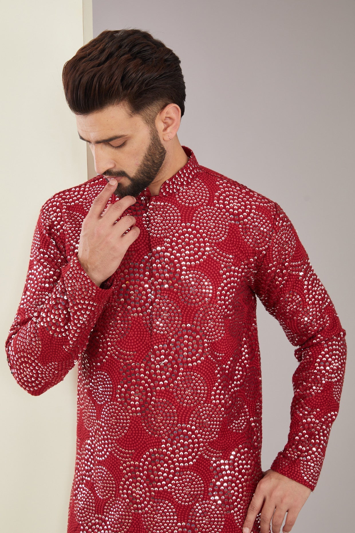 Elegant Maroon Sequined Kurta for Women - Stylish Indian Party Wear & Festive Occasions