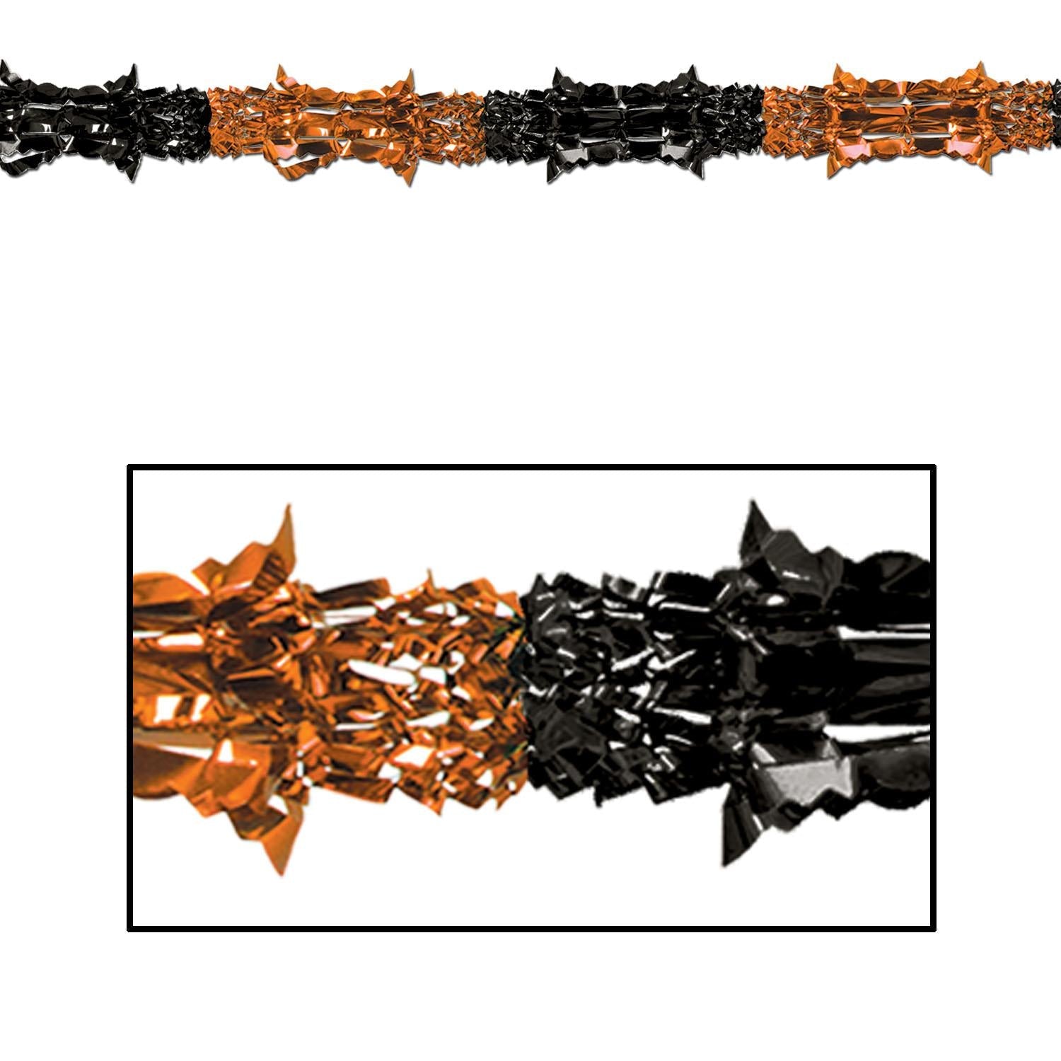 12 Pack Beistle Halloween Metallic Garland Decorations - Orange & Black Party Supplies for Halloween, Fall, Thanksgiving, and Christmas Decor