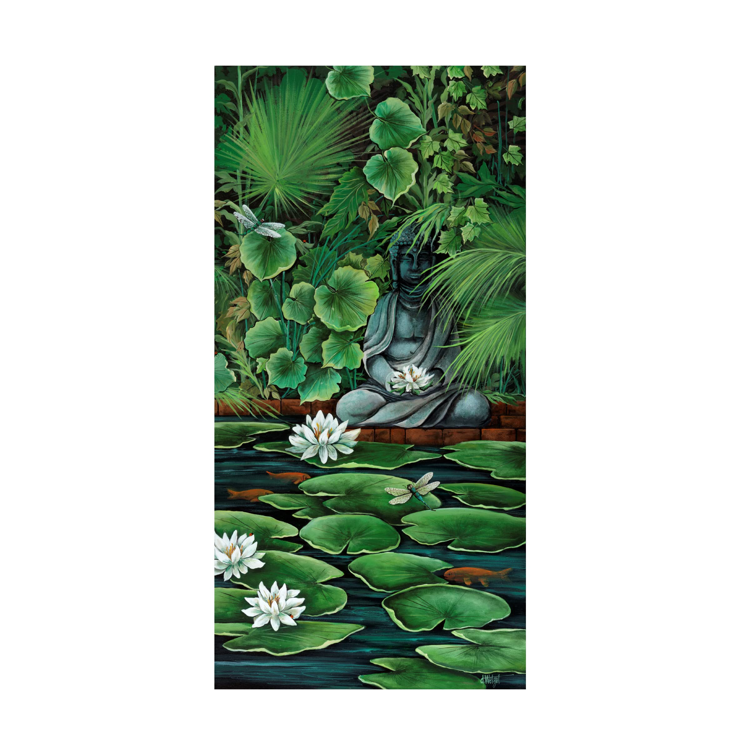 Debbi Wetzel 'Koi Pond' Canvas Wall Art Print - Japanese Water Garden Painting for Living Room, Bedroom & Office Decor