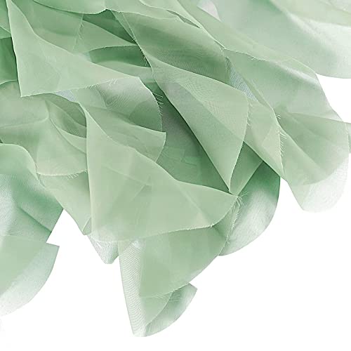 10 Sage Green Curly Chiffon Chair Sashes Bows - Wedding Ceremony Reception Decorations, Bridal Shower Party Supplies, Table Decor for Banquet & Garden Events (Wholesale Bulk Pack)