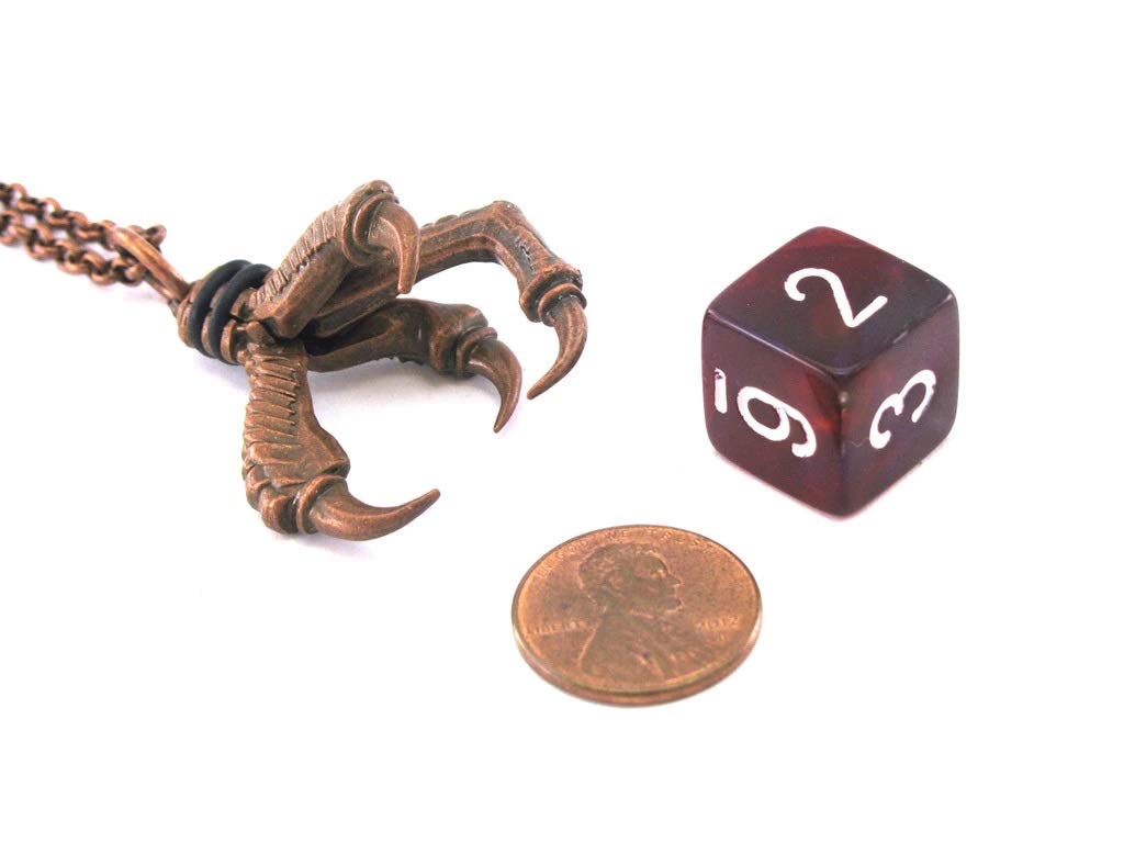 Chessex Old Copper Finish Blade Claw Dice Holder Necklace with D6 Dice - Perfect for D&D, RPG Gaming & Tabletop Roleplaying Accessories