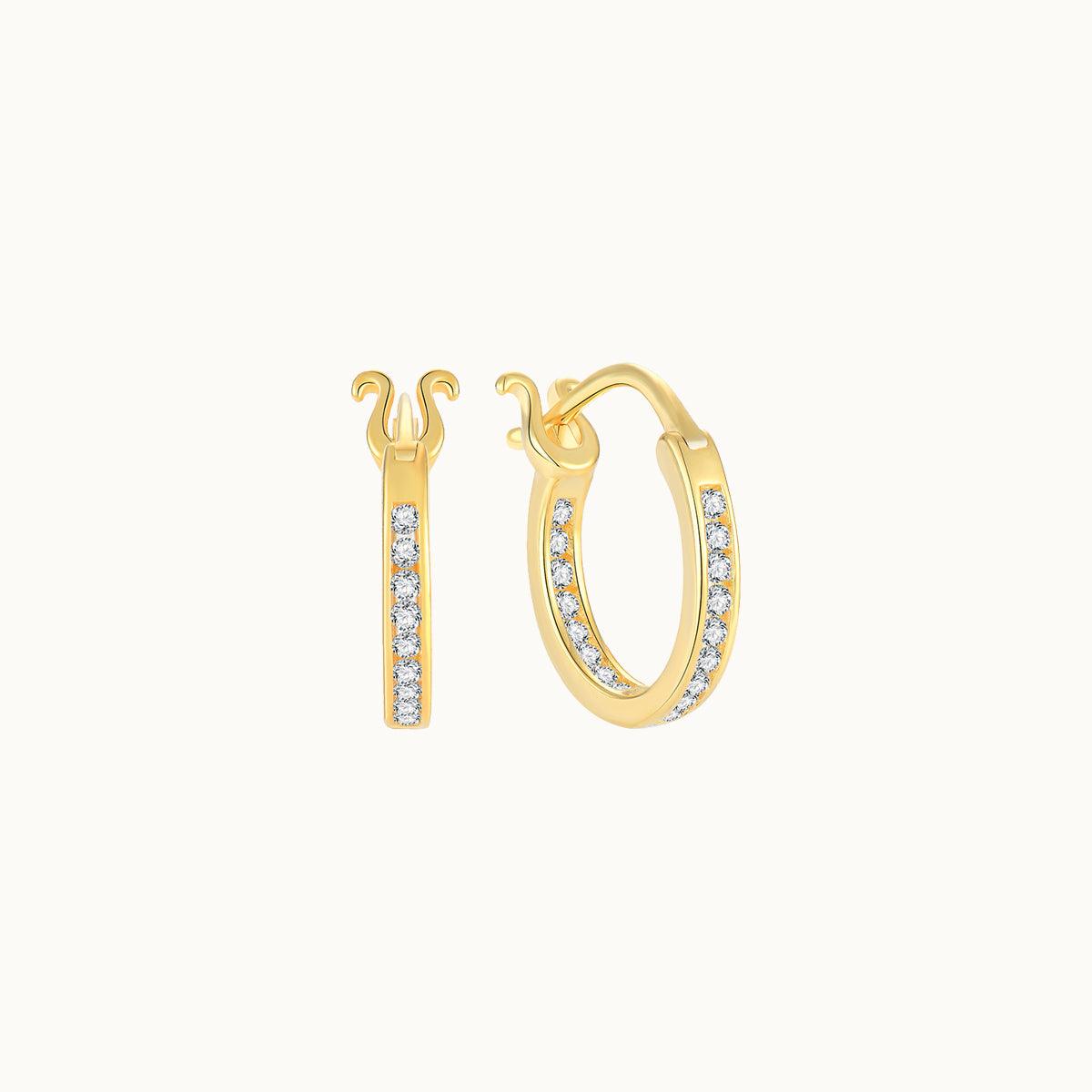 Sparkling Gold Mini Hoop Earrings for Women - 14K Gold Plated Small Hoops - Dainty Everyday Jewelry for Work, Date Night & Gifting
