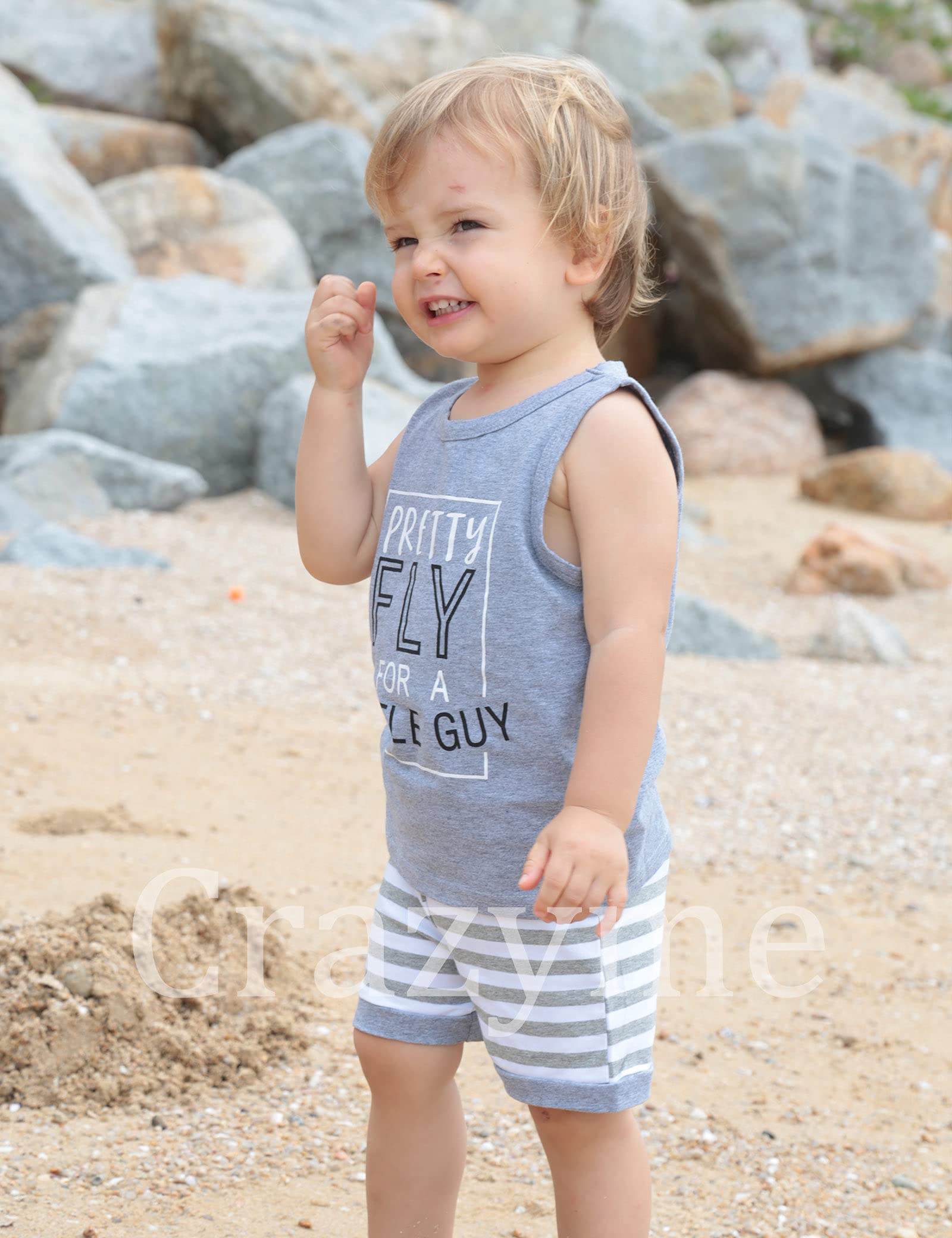 **Cute Toddler Boy Outfits - Sleeveless Top & Striped Shorts Set | Summer Baby Clothes for Boys | Playtime, Beach & Outdoor Adventures**