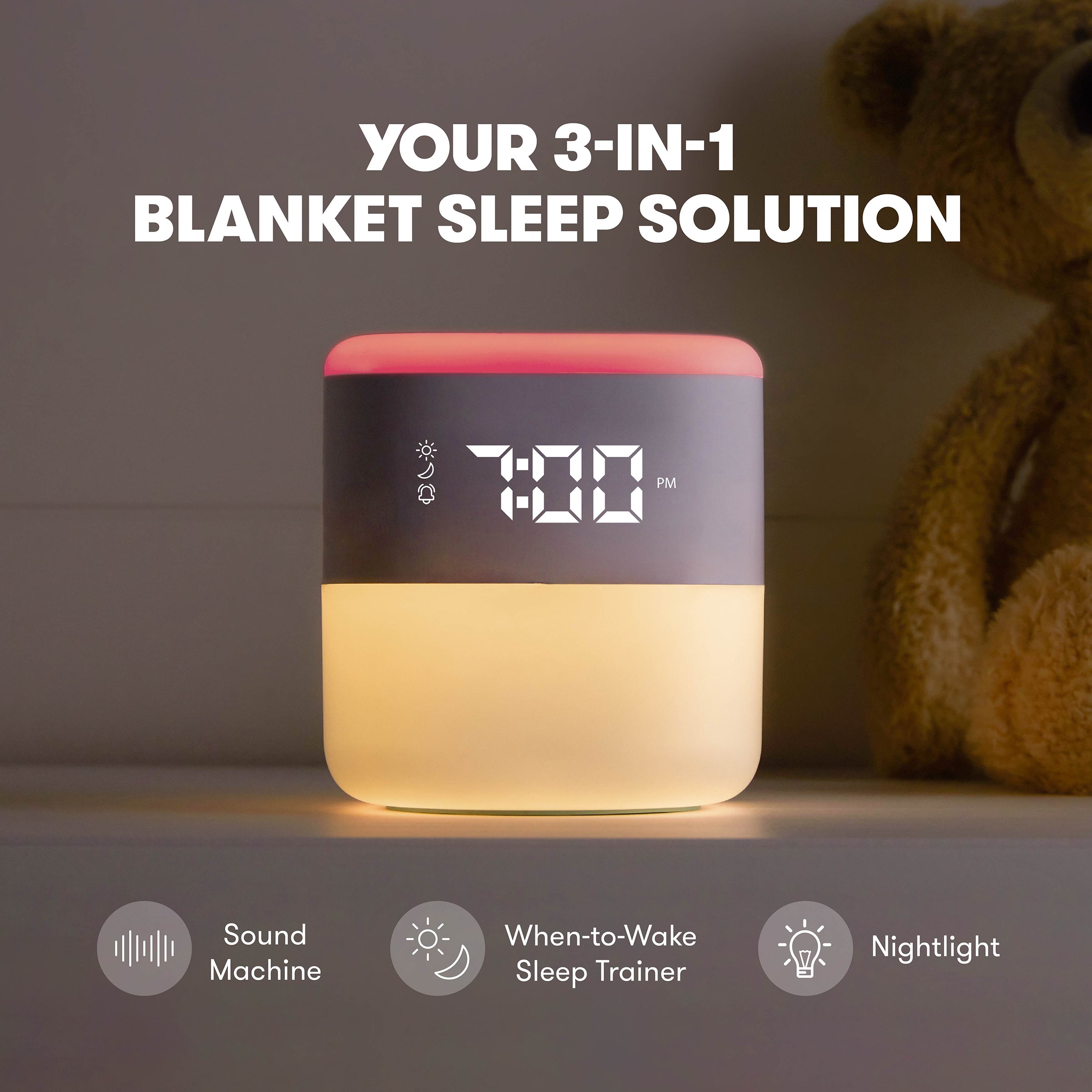 3-in-1 White Noise Sound Machine with Wake-Up Light & Night Light - Baby Sleep Soother, Nursery Essential for Bedtime & Naptime - Perfect for Nurseries, Kids' Rooms & Adult Relaxation