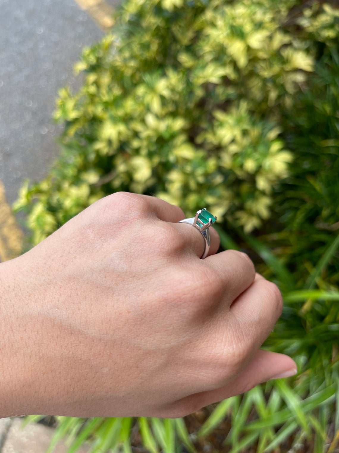 1.95 Carat Natural Colombian Emerald Solitaire Ring in 14K White Gold - Elegant Engagement & Wedding Jewelry for Women