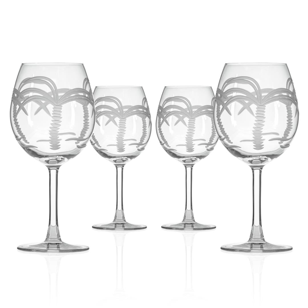 Premium 18oz Palm Tree Design Wine Glasses - Set of 12 | Shatter-Resistant Stemware for Pool Parties, Tropical Themed Events & Beach Weddings