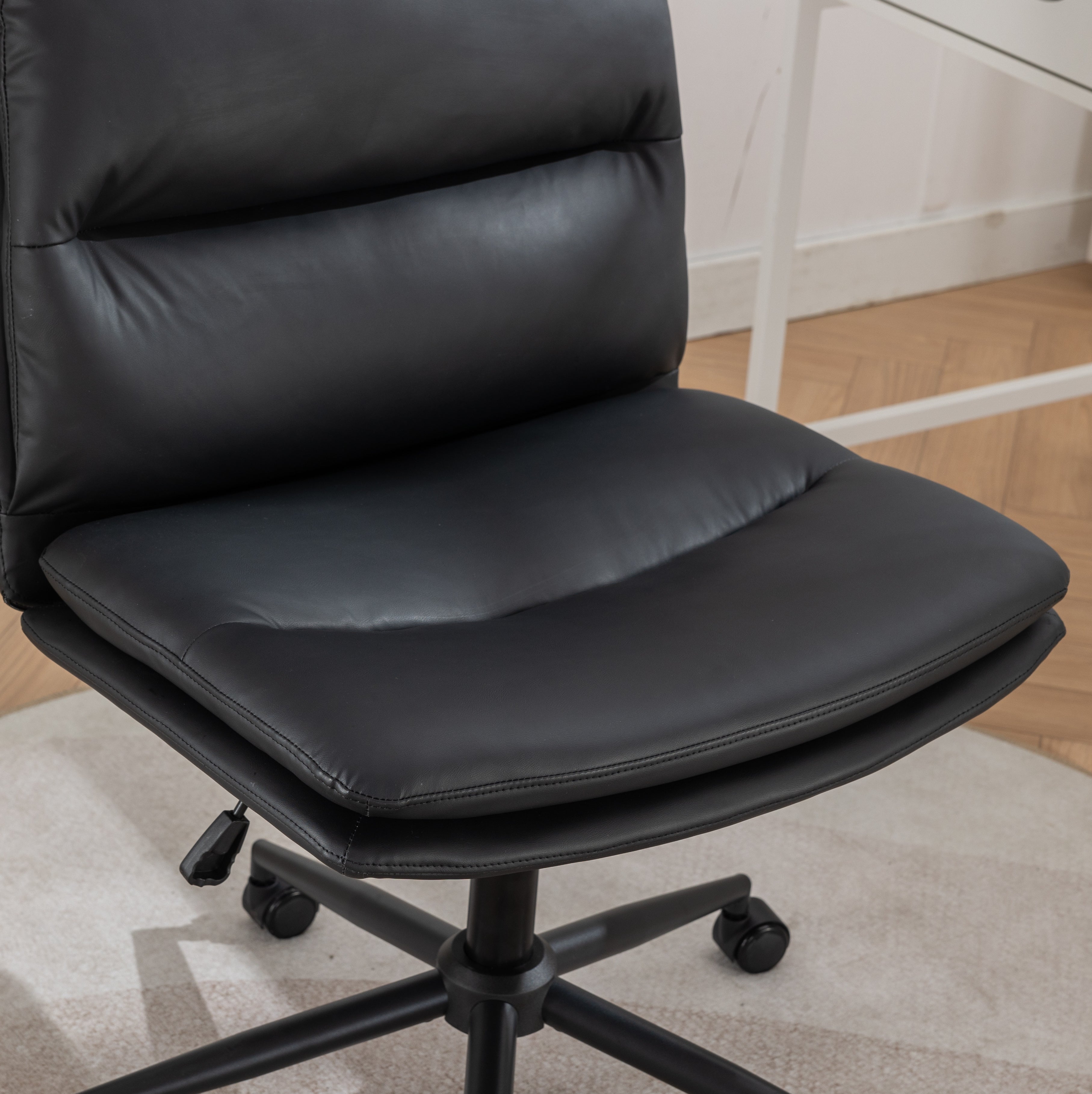 Roundhill Furniture Bizerte Adjustable Swivel Criss Cross Chair - Wide Seat Ergonomic Office Chair for Home & Workspace - Perfect for Desk Work, Gaming & Study Sessions
