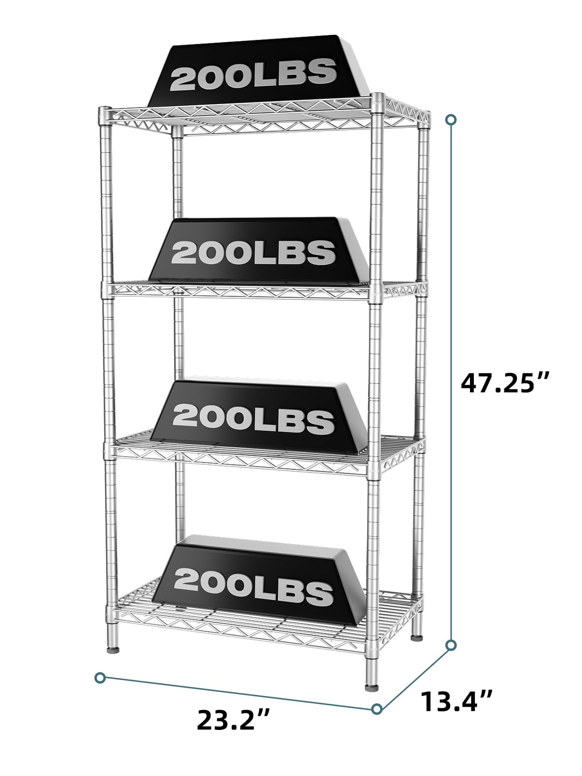 SINGAYE 4-Tier Adjustable Metal Wire Shelving Unit - 14