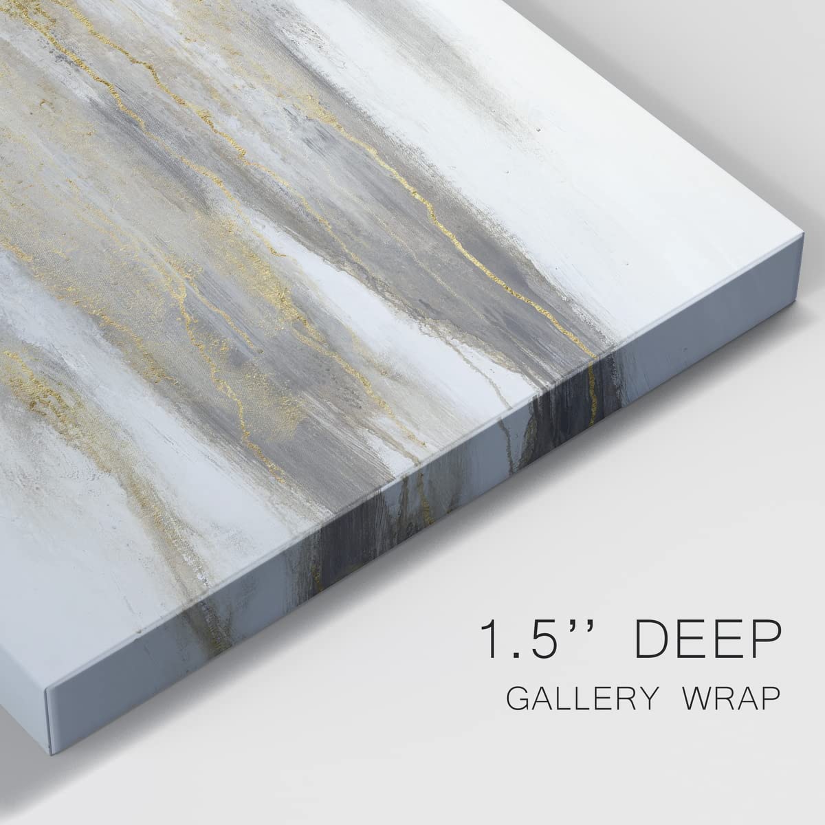 Modern Gold & White Abstract Canvas Wall Art - 32x48 Inch Bathroom & Living Room Decor - Home & Office Wall Decor for Contemporary Spaces