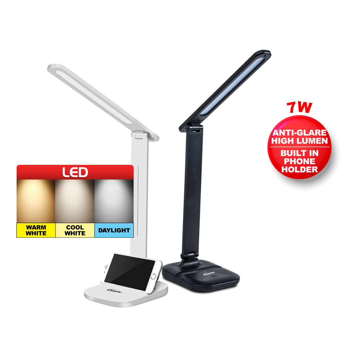 USB LED Desk Lamp for Kids Study - Adjustable Brightness Eye Protection Table Lamp (PP1302) Black - Perfect for Reading, Writing, and Homework