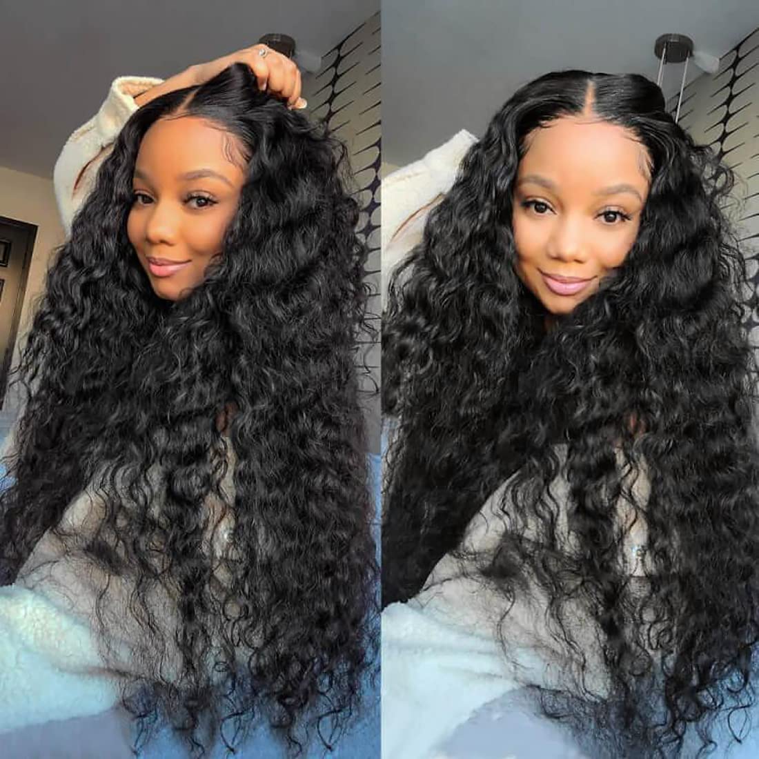 UNice 10A Brazilian Deep Wave Human Hair Bundles - 3 Pcs Unprocessed Virgin Raw Hair Extensions in Natural Color (16 18 20 Inch) | Perfect for Weaving, Ponytails & Special Occasion Hairstyles