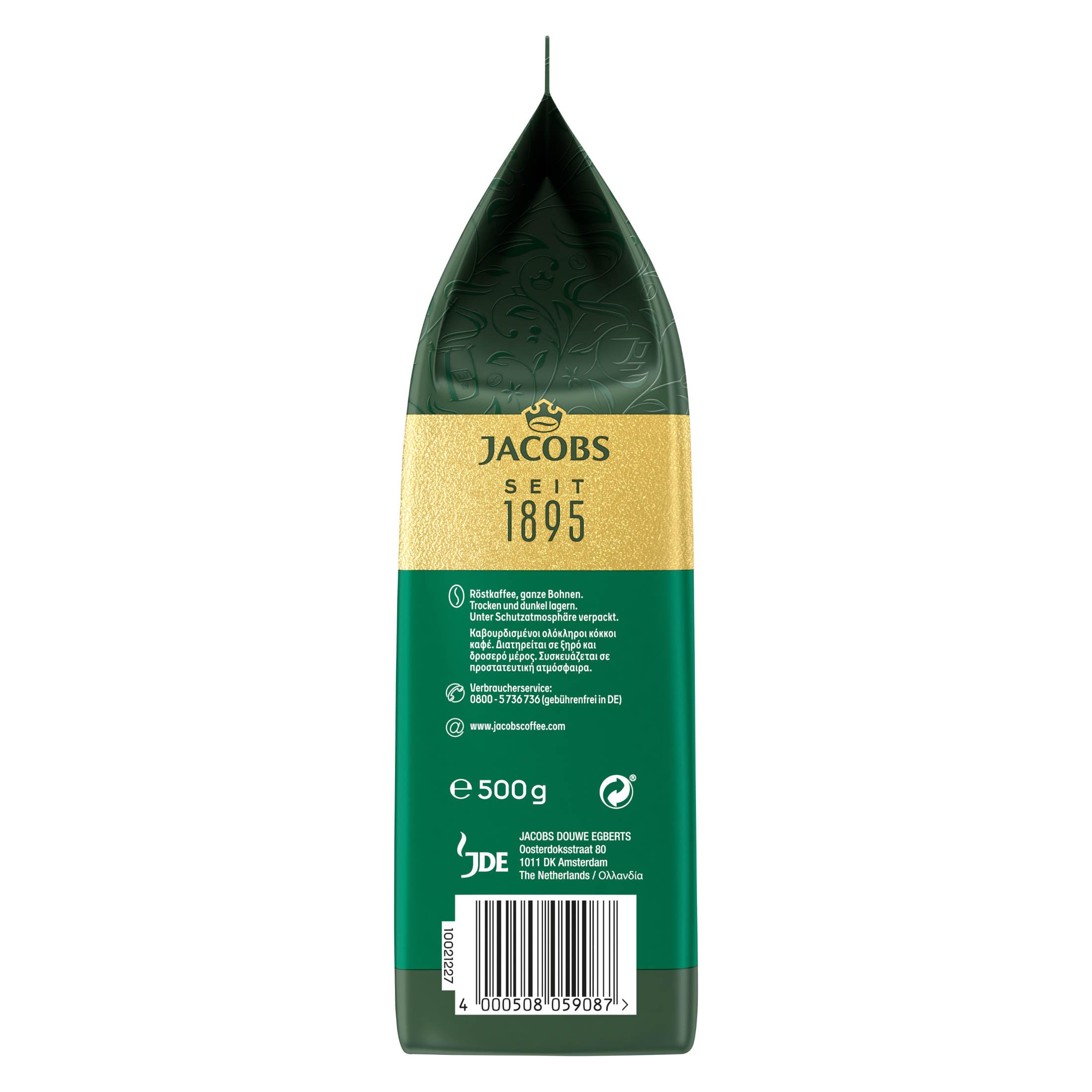 Jacobs KRONUNG Whole Bean Coffee - 500g (12 Units/Case) | Kosher Certified, Premium Aroma, Caffeinated | Perfect for Home Brewing, Office Use & Gifts