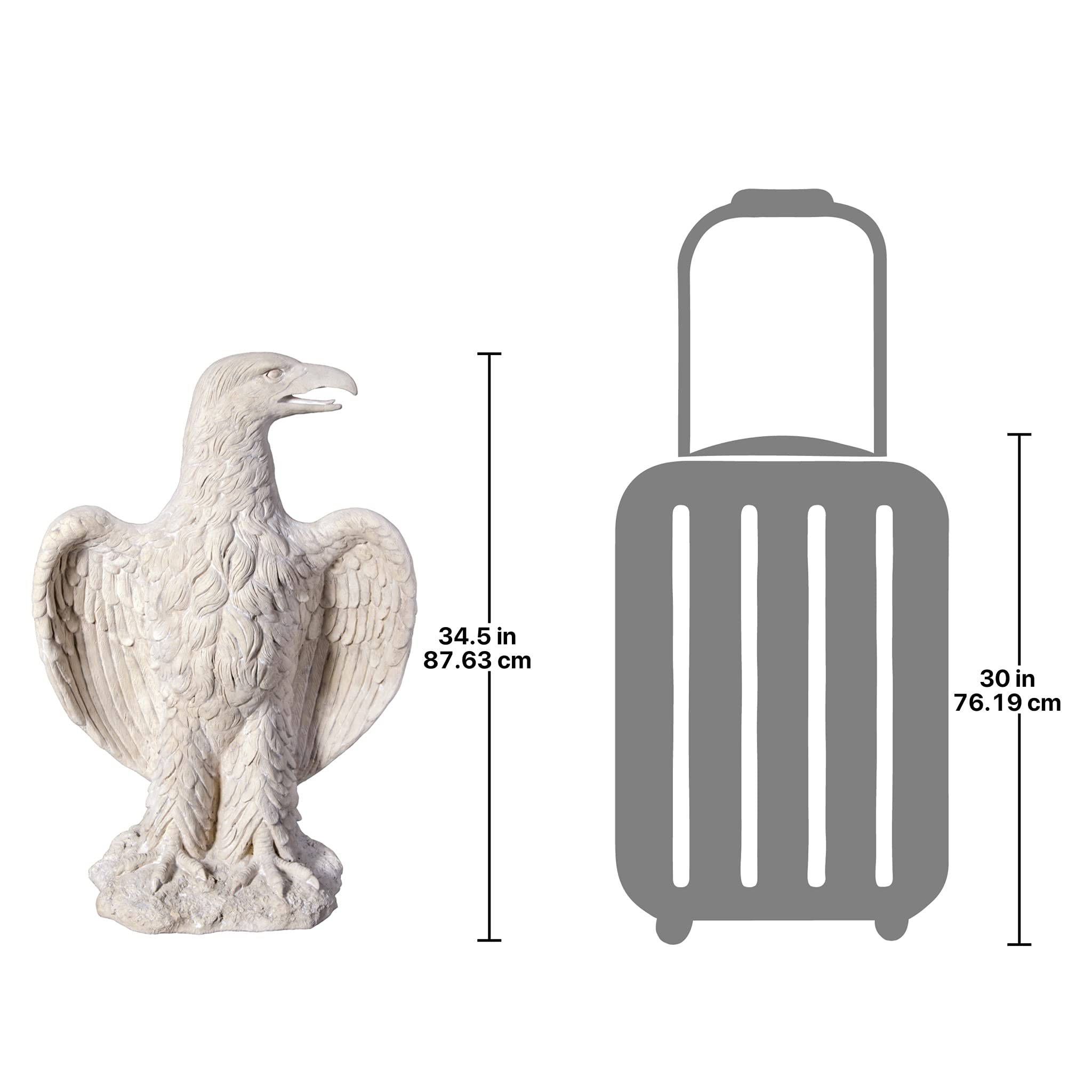 Design Toscano Large American Eagle Statue - Grand Scale Outdoor Garden Decor for Patio, Yard, and Home Decoration