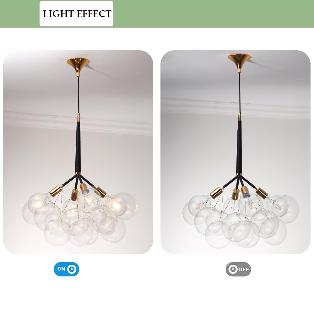 Modern Glass Globe Chandelier - Bubble Ball Pendant Light Fixture with 4 Lights for Bedroom, Living Room, Dining Room & Entrance | Elegant Ceiling Lighting for Home Decor & Interior Design