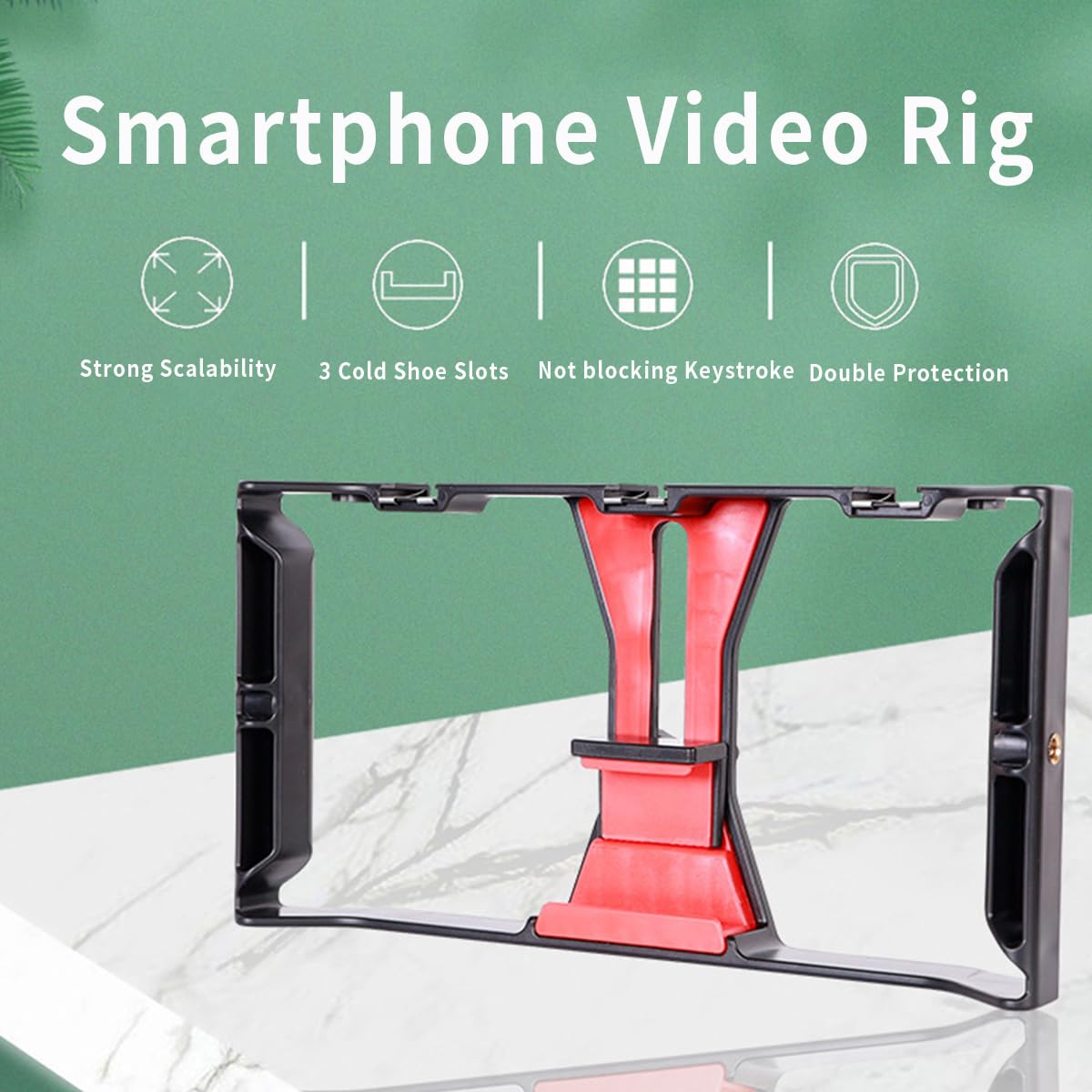Professional Phone Cage for iPhone 16 Pro Max & Android - Universal Video Rig with Cold Shoe Mounts & 1/4