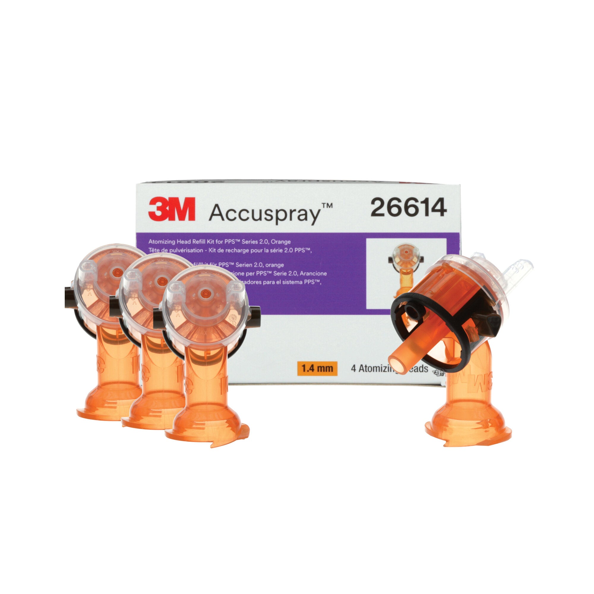 3M Accuspray Atomizing Head Refill Pack for 3M PPS Series 2.0 Spray System (Model 26614) - Orange Replacement Nozzles - Perfect for Automotive Painting & Industrial Coating Applications