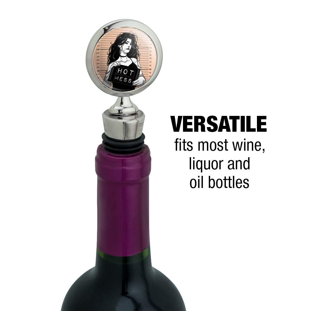 Funny Hot Mess Woman Mug Shot Wine Bottle Stopper - Novelty Wine Cork for Parties, Gifts & Wine Lovers - Perfect for Bachelorette, Girls Night & Wine Tasting Events
