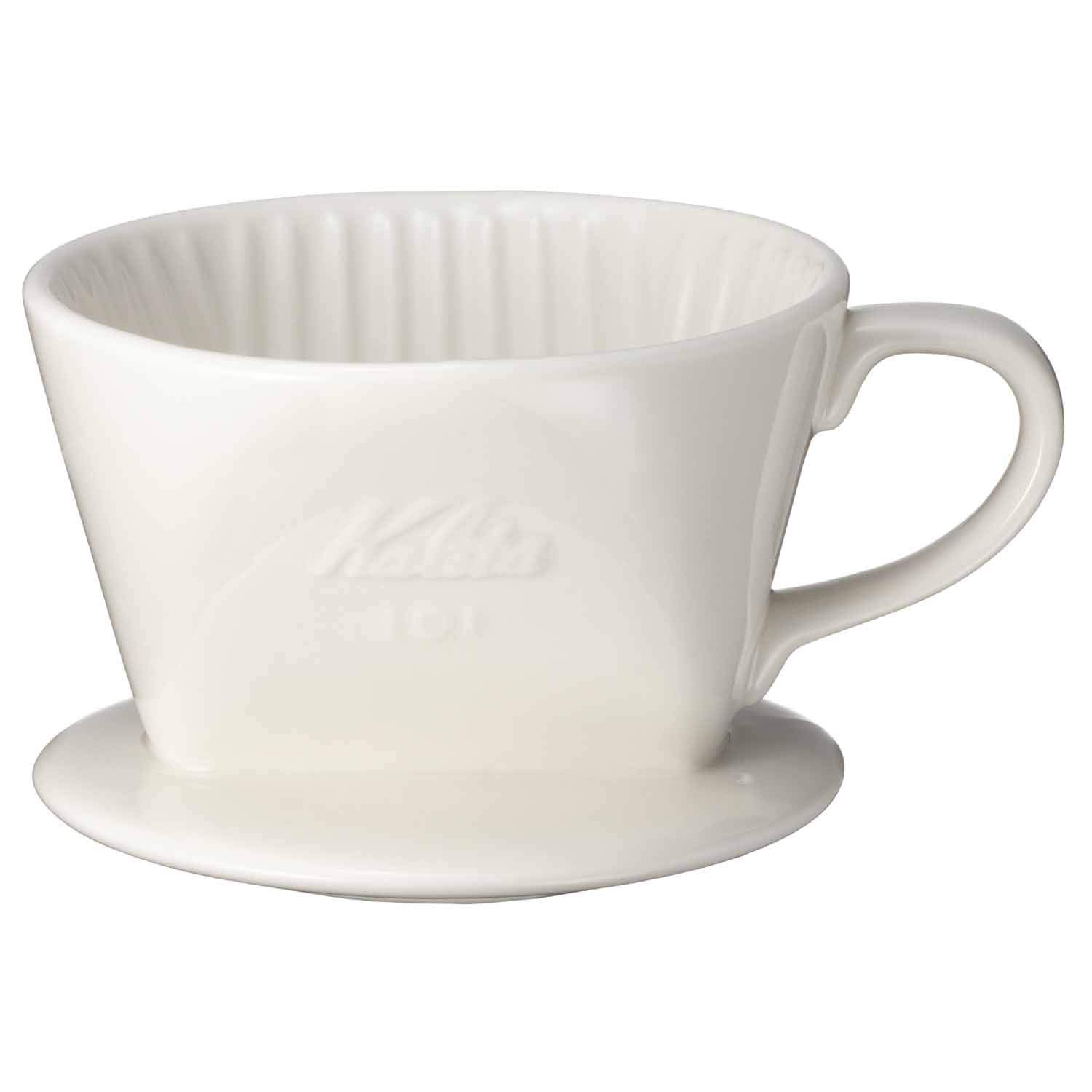 Kalita #01001 Ceramic Coffee Dripper - White Pour Over Coffee Maker for 1-2 Cups | Perfect for Home Brewing, Office Use & Specialty Coffee Lovers