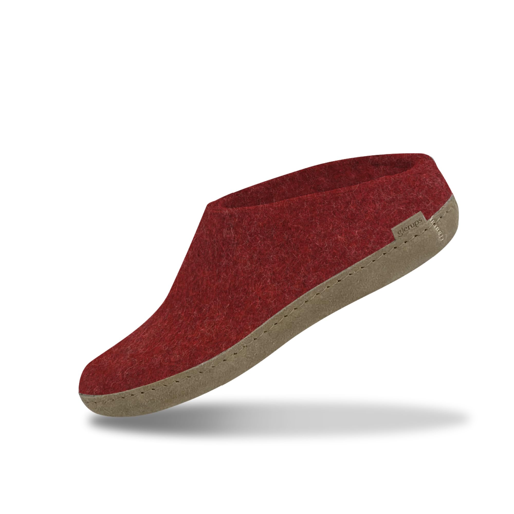 Glerups Unisex B-08 Wool Felt Slippers for Men & Women - Size 43 M (US 9-10) in Red - Cozy Indoor House Shoes for Home, Office & Relaxation