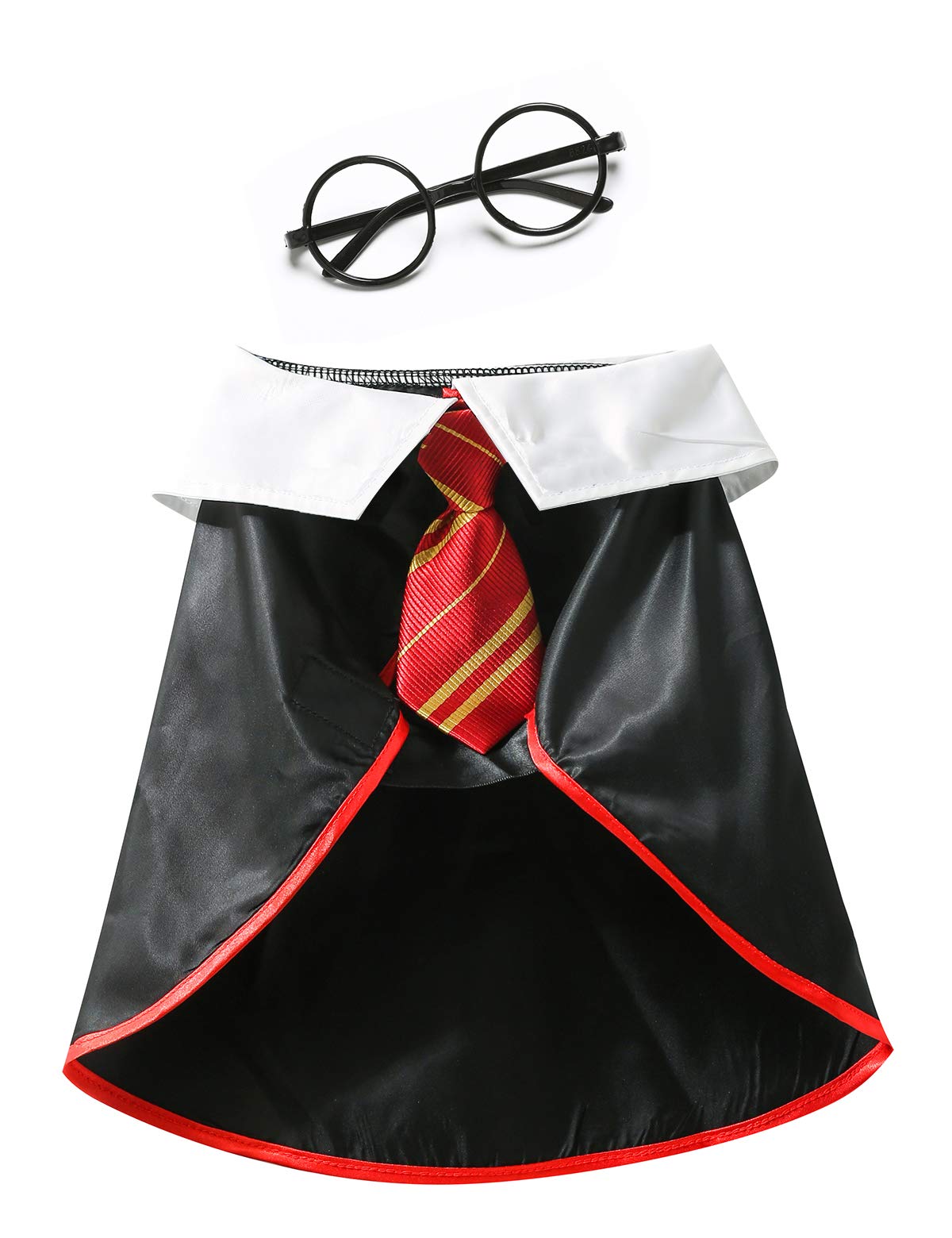 Halloween Wizard Costume for Dogs & Cats - Funny Pet Shirt with Glasses (Large Size) | Perfect for Halloween Parties, Pet Costume Contests & Photo Shoots