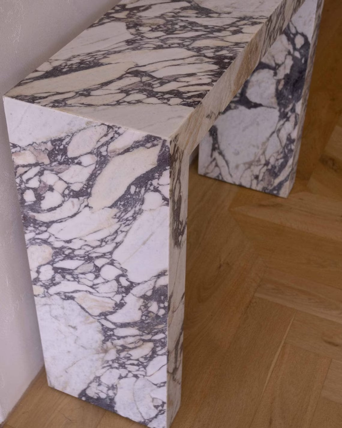 Luxury Calacatta Viola Marble Rectangular Console Table - Polished Finish NTRVS208 for Elegant Entryway & Living Room Decor