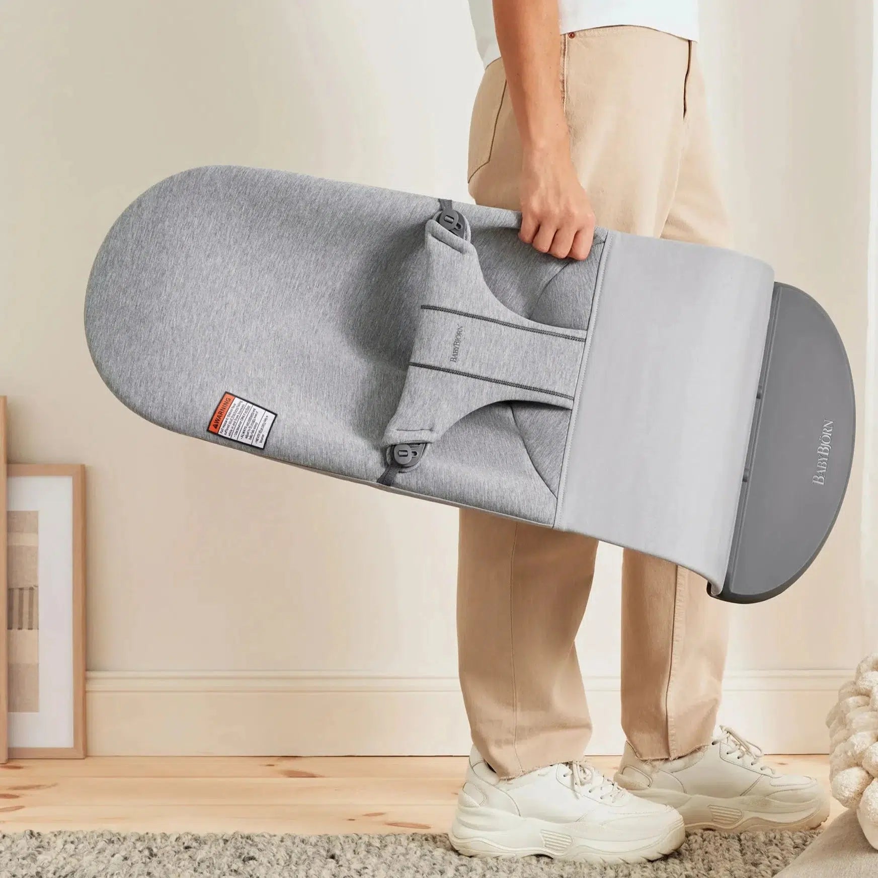 Baby Bjorn Bouncer Bliss 3D Jersey - Light Grey Baby Bouncer & Rocker | Comfortable Infant Seat for Playtime, Feeding & Relaxation at Home