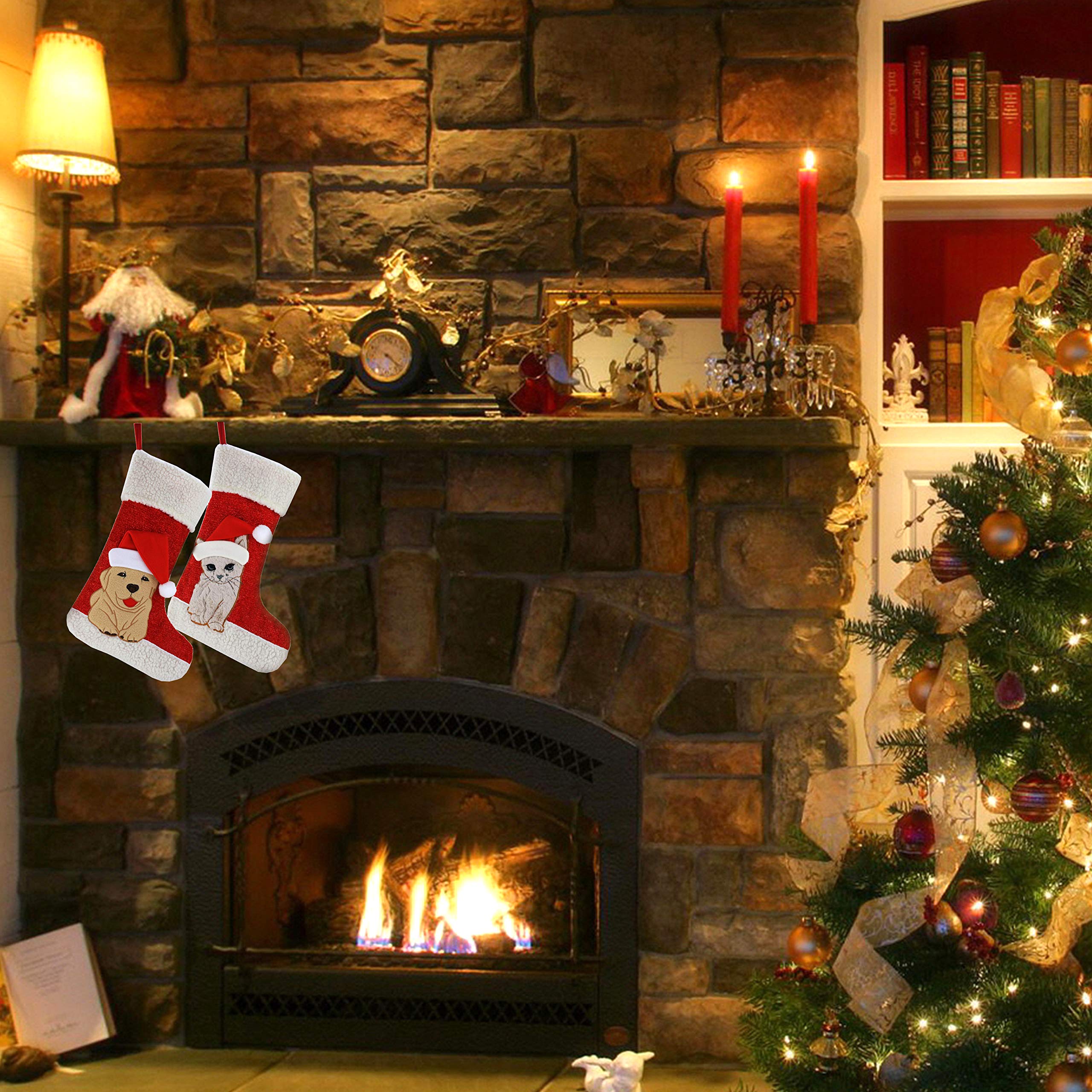 WEWILL 20 Inch Adorable Dog Christmas Stockings - Embroidered Pet Stocking for Puppies, Holiday Gift for Dog Lovers | Perfect for Christmas Decor, Pet Gifts & Festive Home Decor
