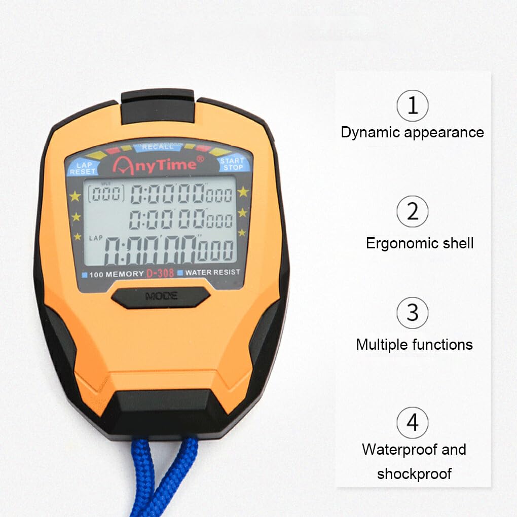 SUIOPPYUW Digital Stopwatch with Countdown Timer - Professional Battery-Powered Sports Stopwatch for Track, Swimming, and Fitness Training