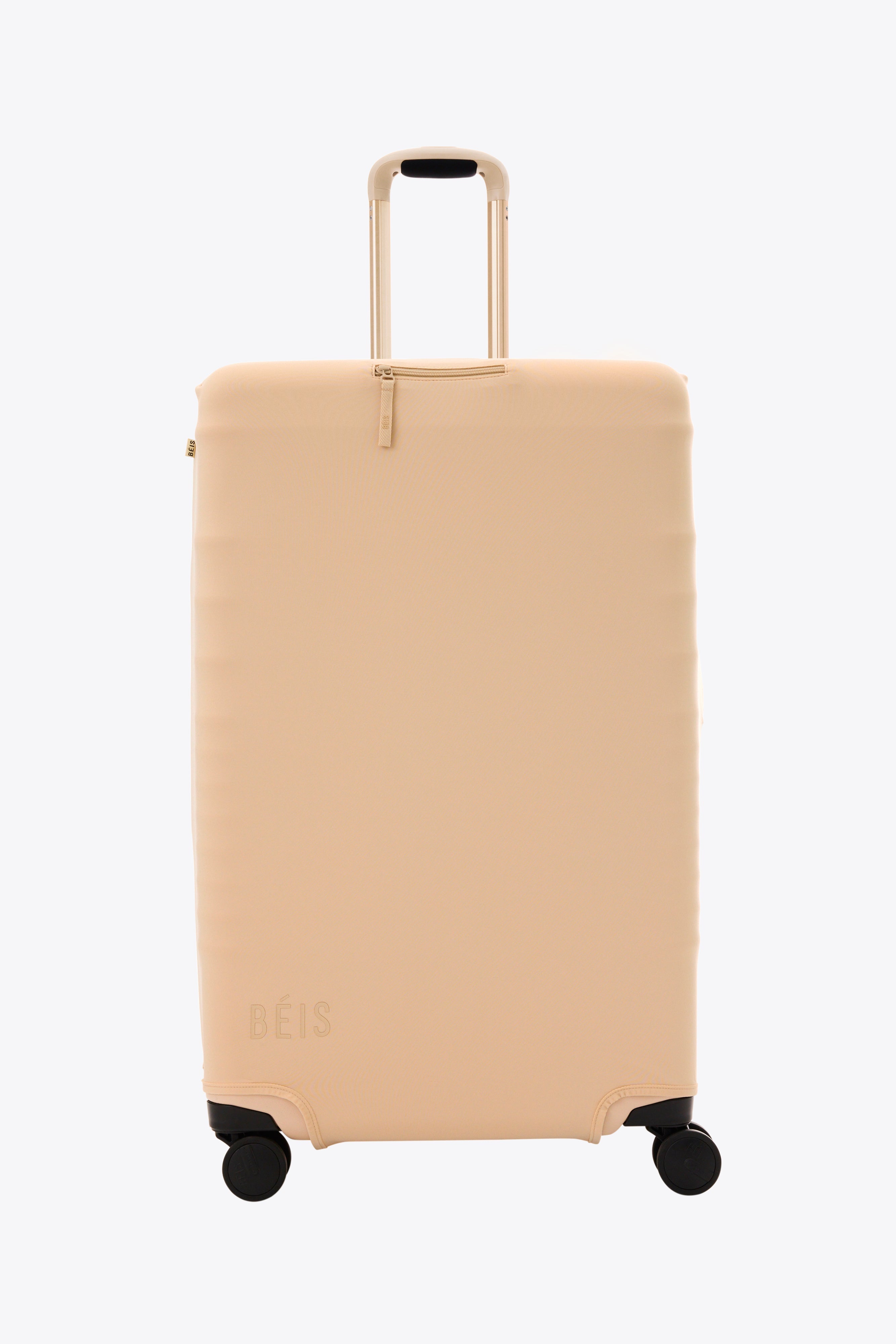 Beige Large Check-In Luggage Cover - Durable Waterproof Suitcase Protector for Travel | Perfect for Airplanes, Hotels & Long Trips