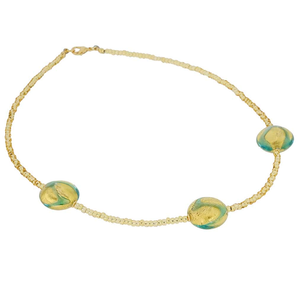 Venetian Murano Glass Aquamarine Circle Necklace - Handcrafted Italian Jewelry for Women, Perfect for Weddings, Parties & Special Occasions