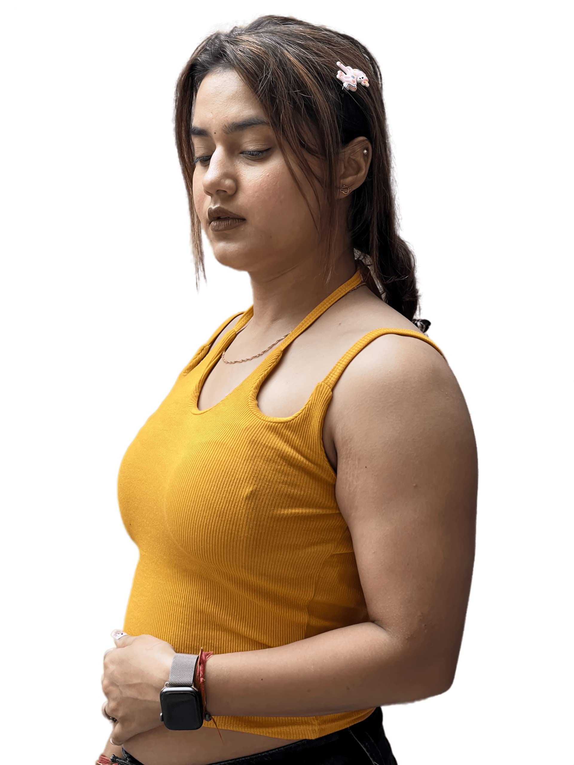 MYSTIFY® Women's Ribbed Seamless Crop Tank Top - Workout Exercise Shirt for Women & Girls | Gym, Yoga, Running & Casual Wear