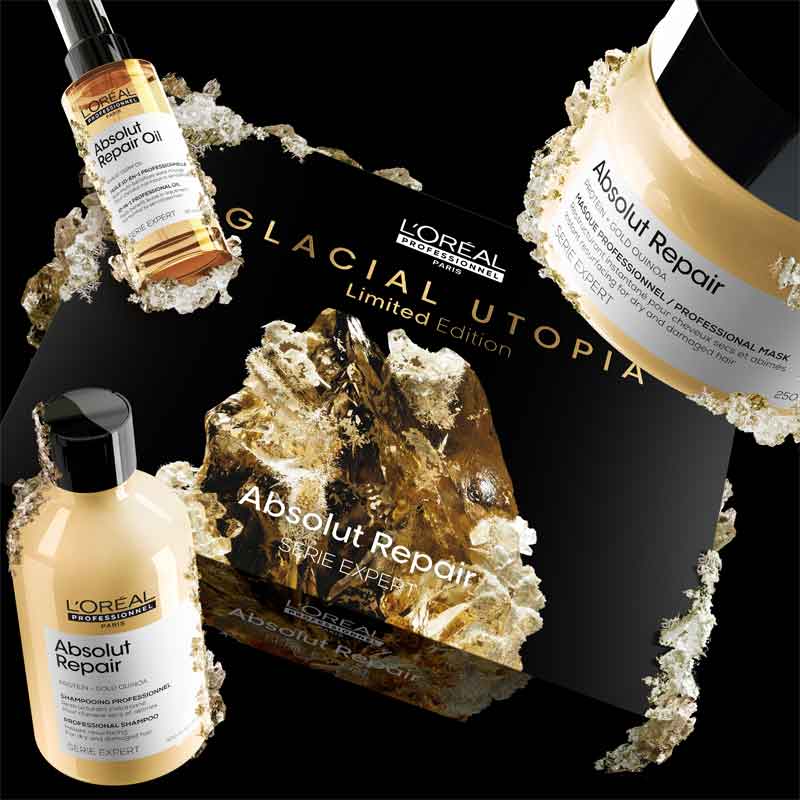 L'Oréal Professionnel Absolut Repair Trio Gift Set - Hair Repair Treatment for Damaged Hair - Perfect for Salon & Home Use
