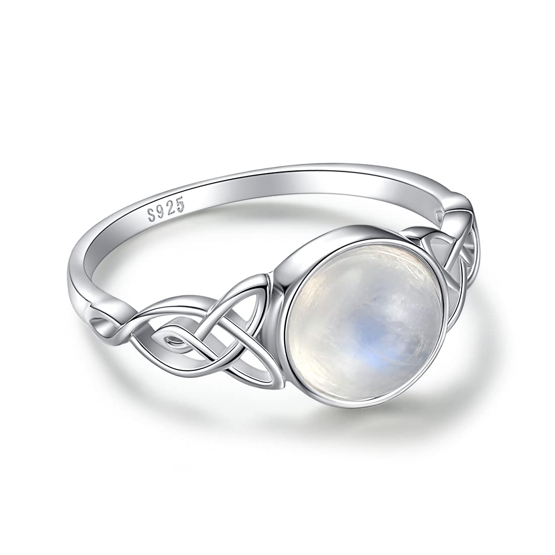 Genuine Rainbow Moonstone Ring for Women - Sterling Silver Minimalist Statement Band, Dainty & Trendy Thumb or Finger Ring with Gift Box | Perfect for Everyday Wear, Gifts & Special Occasions