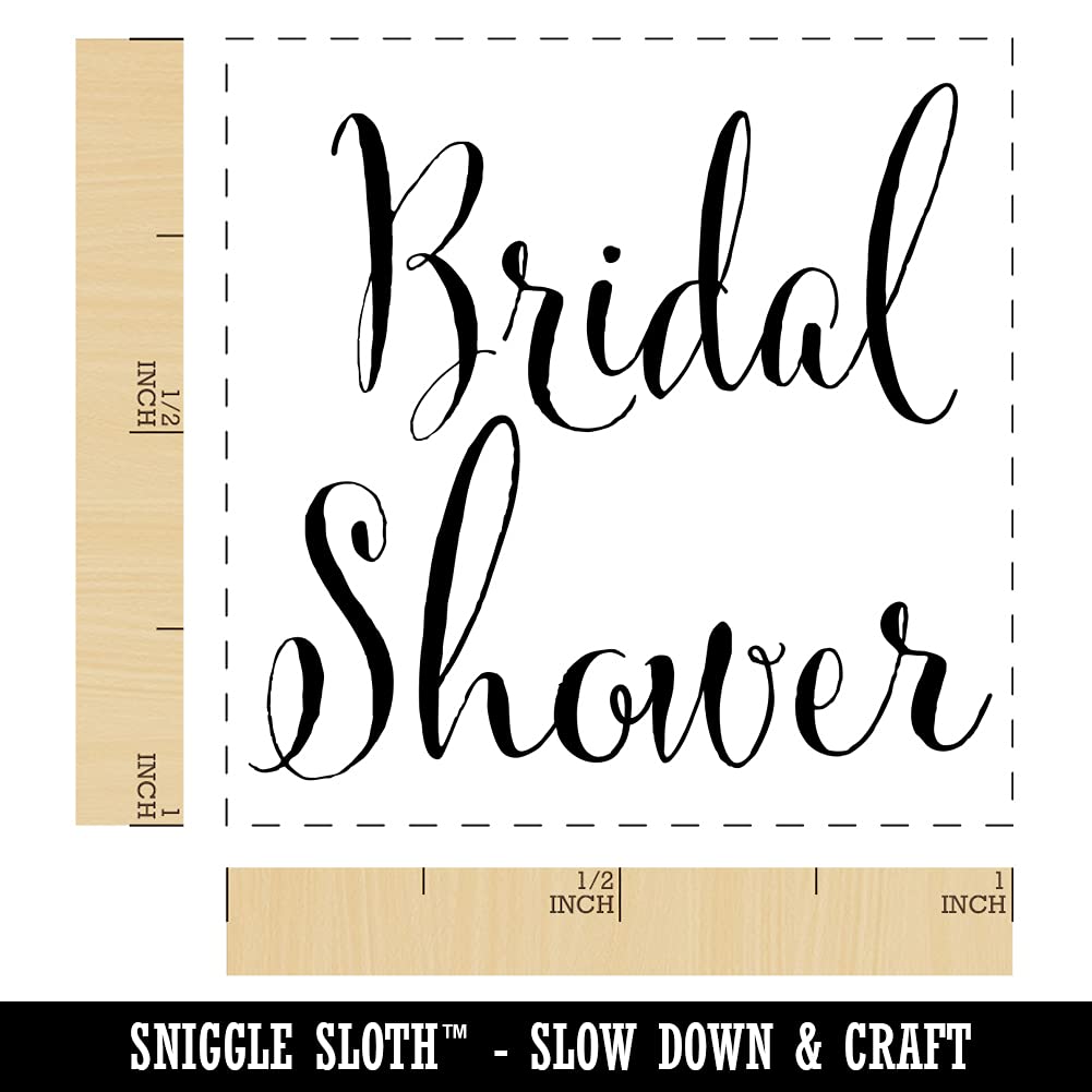 Bridal Shower Rubber Stamp - 1 Inch Self-Inking Wedding Stamp with Cursive Text - Perfect for DIY Invitations, Thank You Cards & Wedding Favors - Red Ink