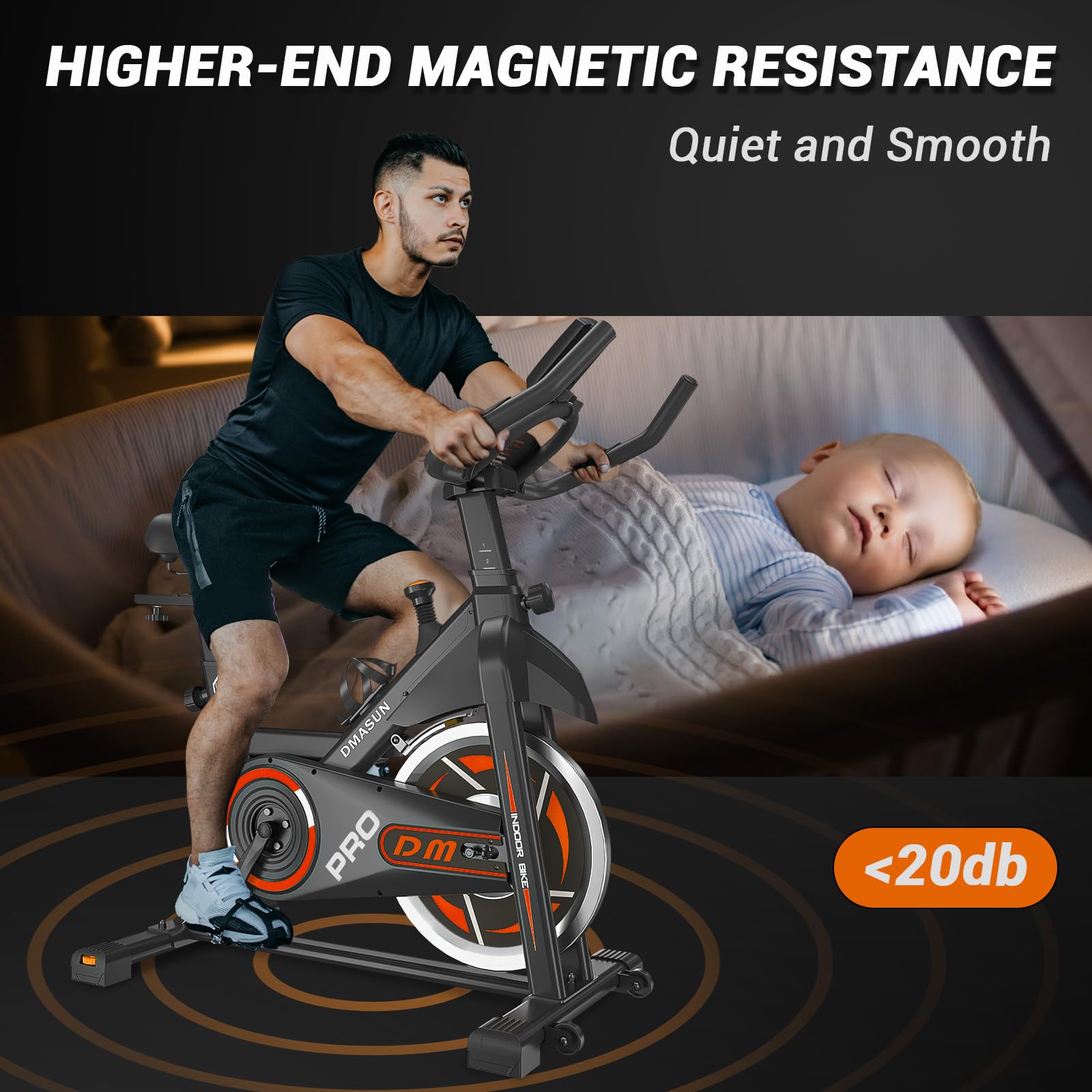 DMASUN Indoor Cycling Exercise Bike with Comfortable Seat Cushion & Digital Pulse Display - Perfect for Home Gym Cardio Workouts and Fitness Training