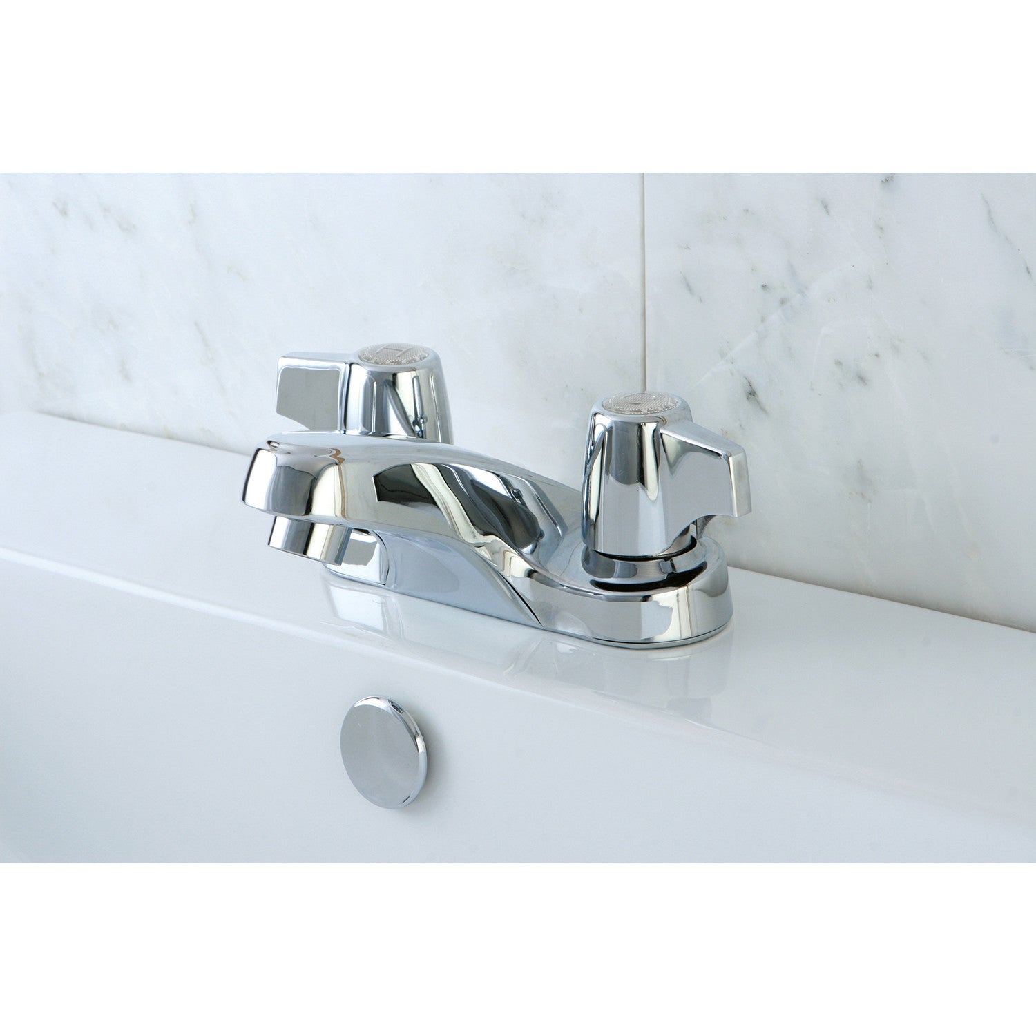 Americana GKB160LP Double Handle 2 Hole Deck Mount 4 Inch Centerset Bathroom Faucet in Polished Chrome - Perfect for Bathroom Vanity Sink and Powder Room Renovation