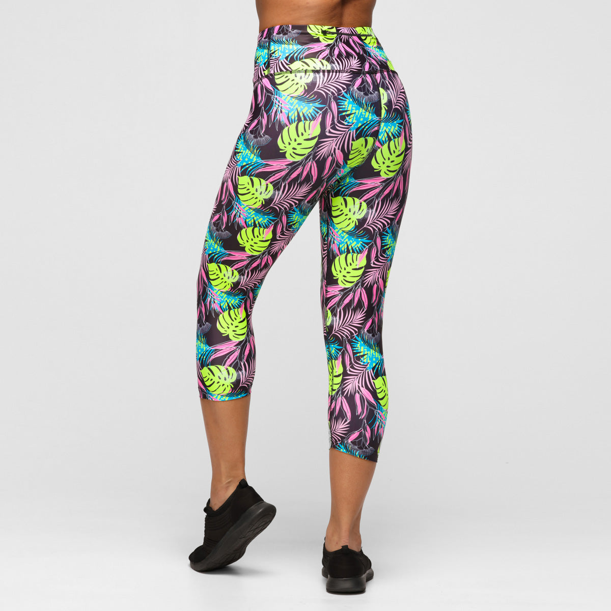 Twilight Palm Capri Pants - Women's Lightweight Casual Yoga Capris for Workout, Lounge & Travel - Comfortable Stretchy High Waist Leggings for Running, Gym & Everyday Wear