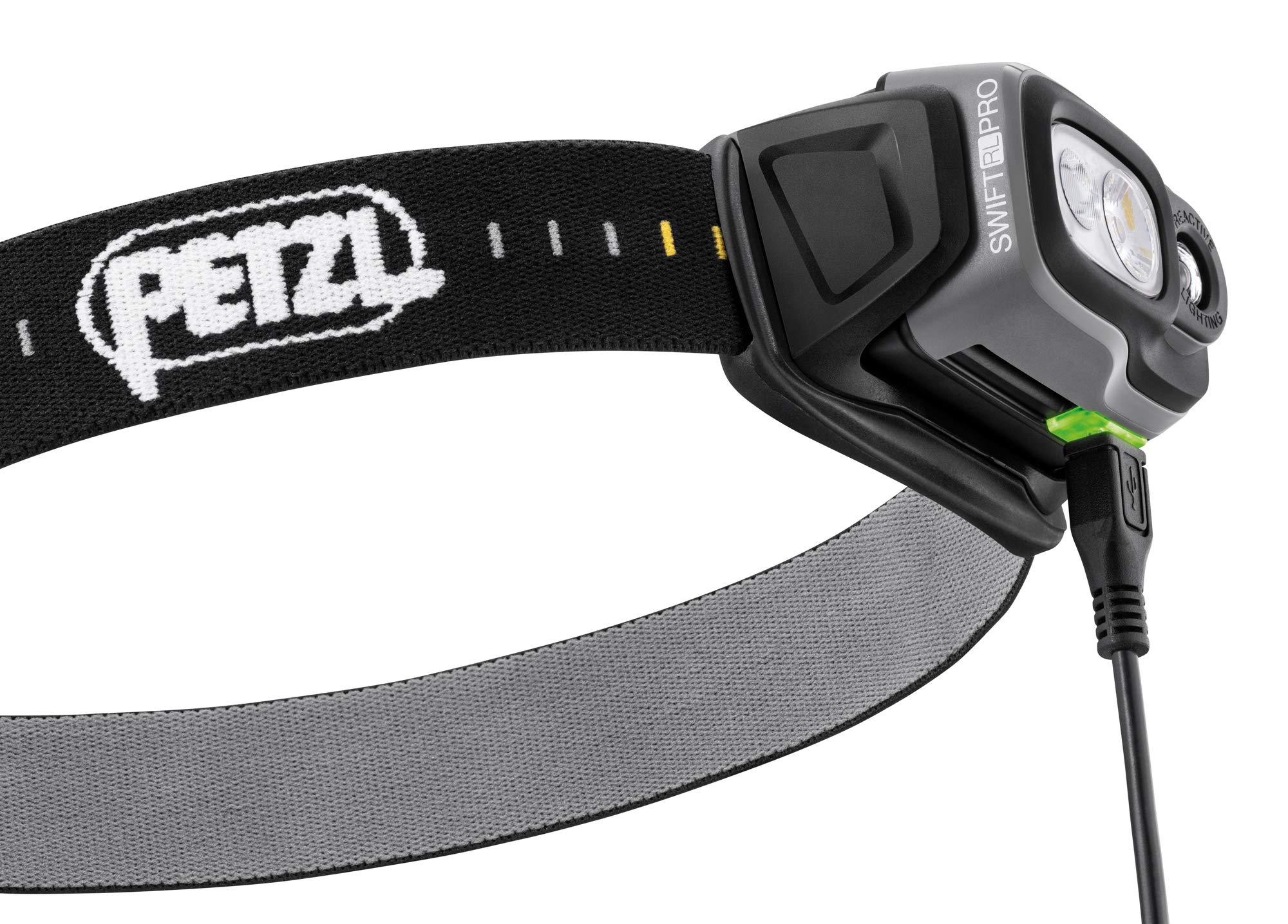 Petzl SWIF RL Pro Headlamp - Black | Rechargeable LED Headlight for Camping, Hiking & Outdoor Adventures