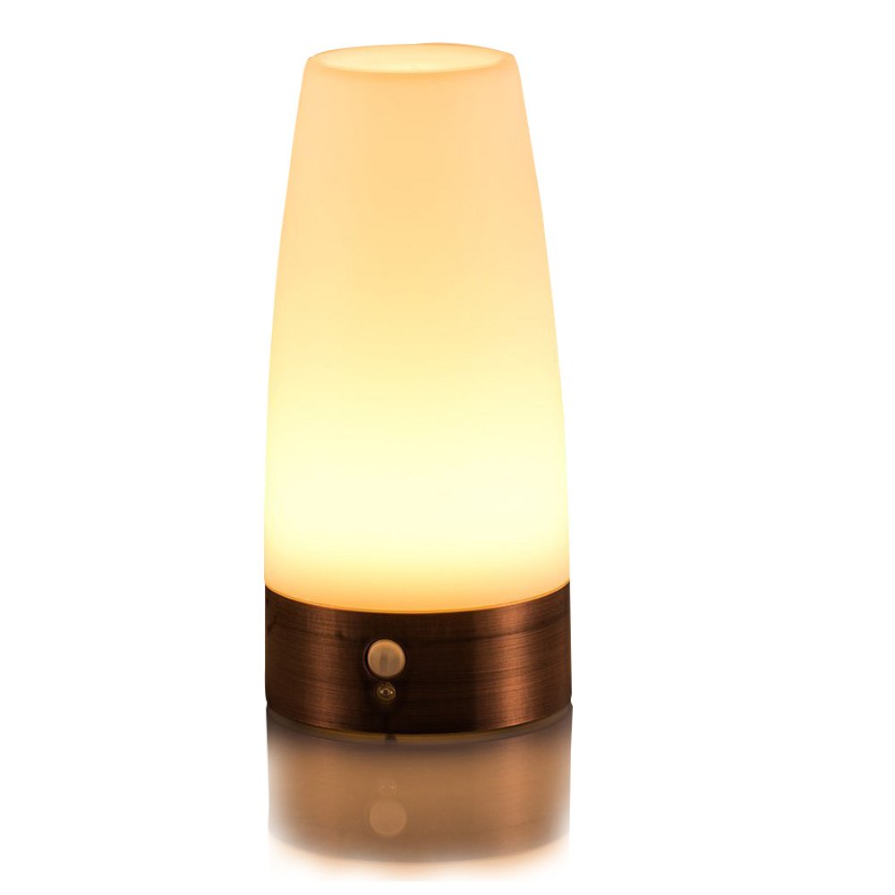 Zeefo Retro LED Night Light with PIR Motion Sensor - Battery Operated Step Lighting Lamp for Indoor/Outdoor Use - Portable Moving Table Lamp for Kids Room, Hallway, Stairs (Round Shape) - Perfect for Nighttime Safety and Convenient Navigation