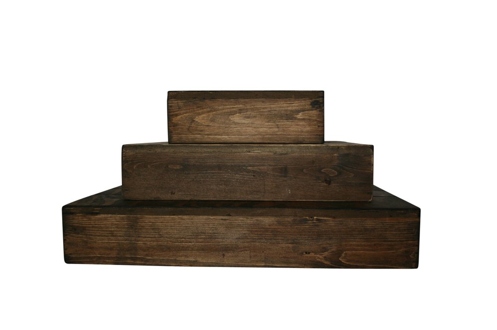 3-Tier Rustic Wooden Wedding Cake & Cupcake Stand - Farmhouse Country Barn Style in Dark Walnut - Perfect for Rustic Weddings, Birthday Parties, and Special Events