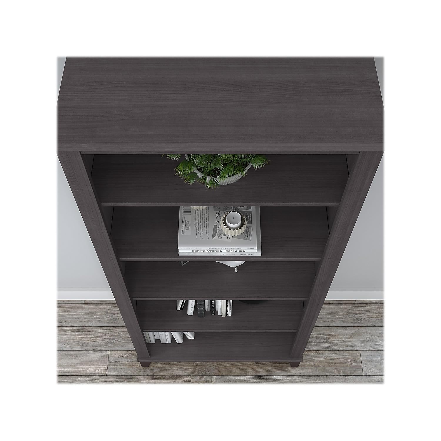 Bush Furniture Somerset Tall 5 Shelf Bookcase in Storm Gray - Modern Bookshelf for Home Office, Living Room & Bedroom Storage Organizer