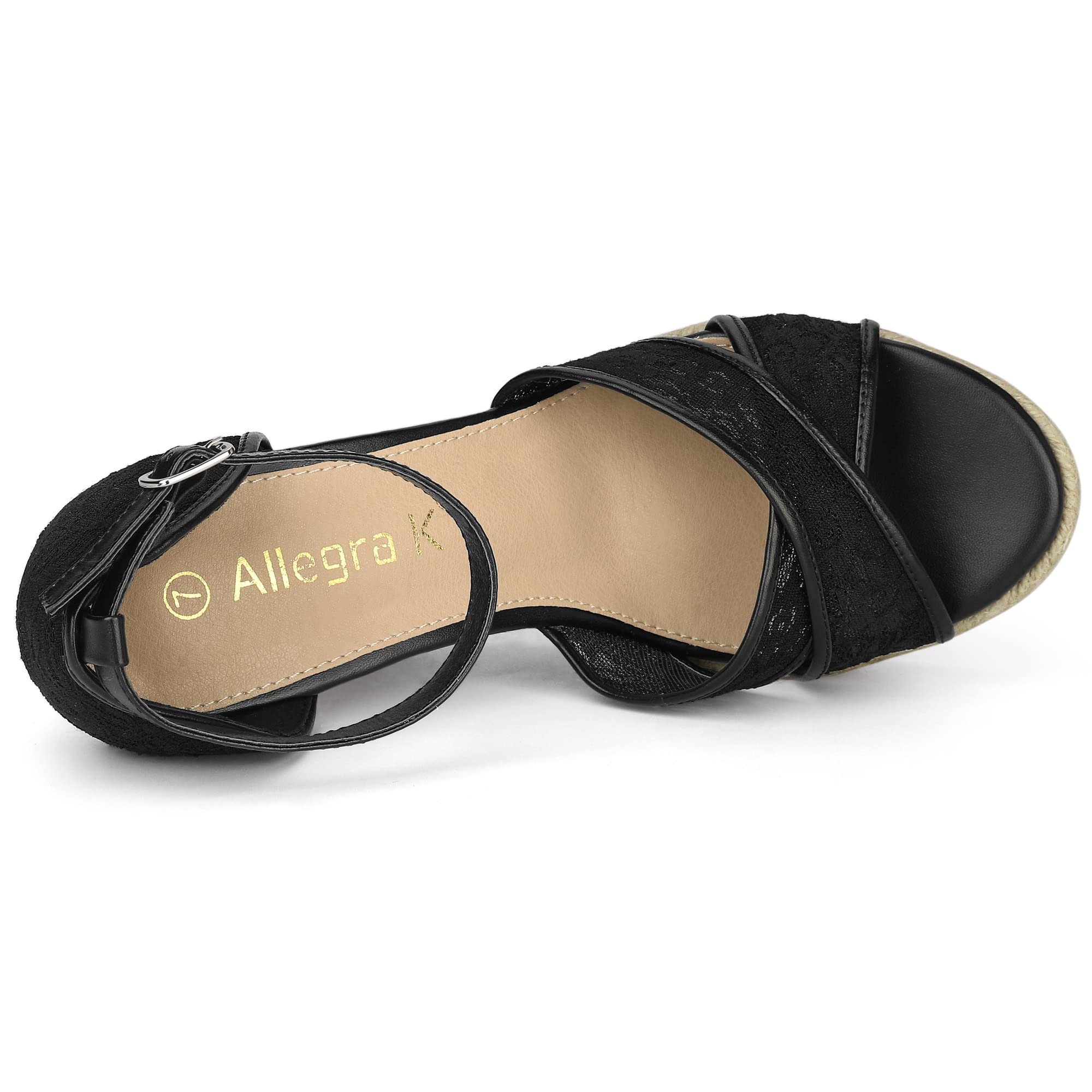 Allegra K Women's Espadrilles Lace Wedge Sandals - Comfortable Summer Casual Shoes for Beach, Vacation & Outdoor Wear
